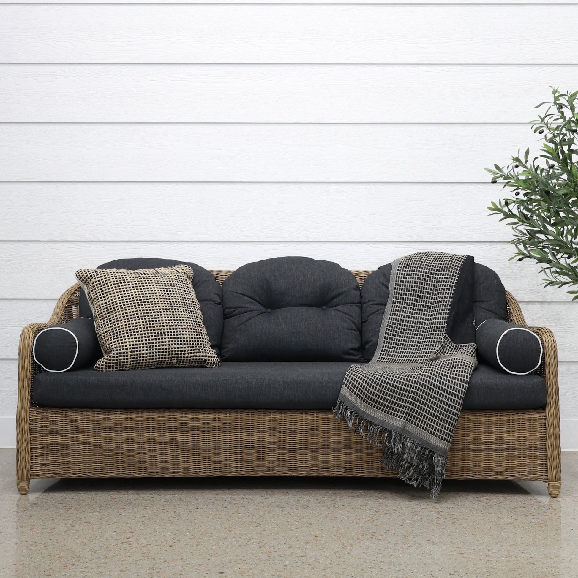 Mulwala 3 Seater Sofa - Brushed Wheat / Denim Grey
