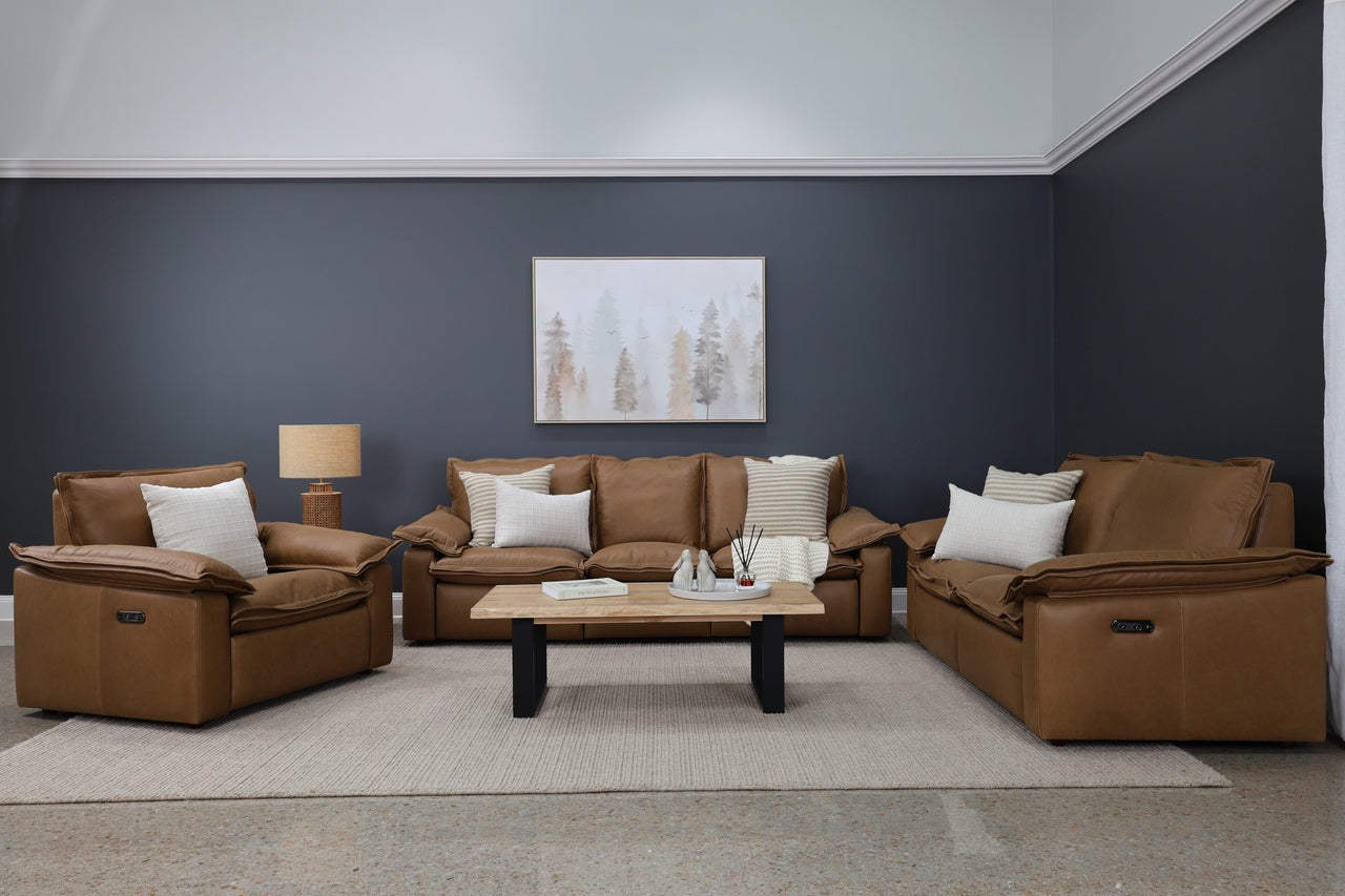 Portland Electric Reclining 2 Seater - Tan Leather