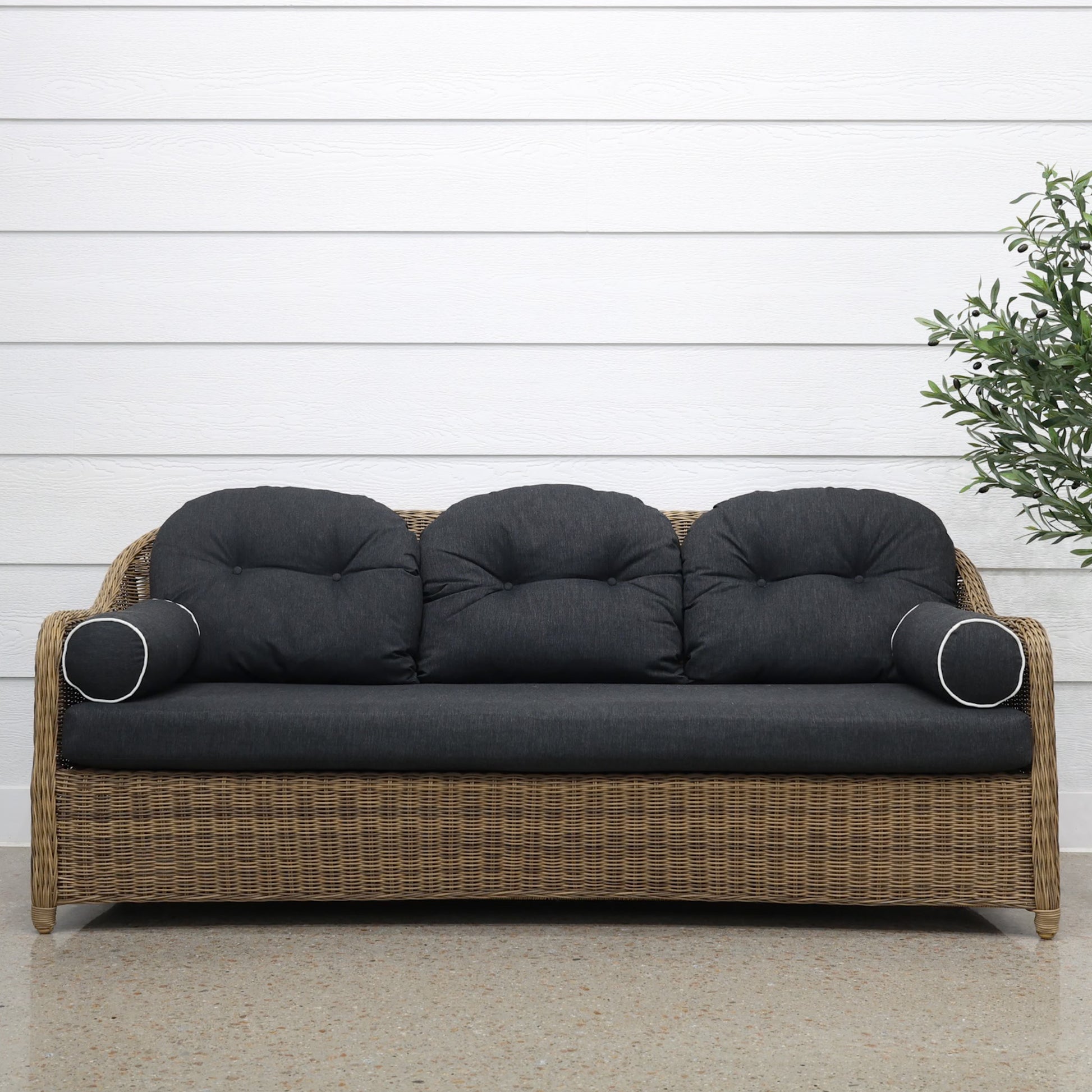 Mulwala 3 Seater Sofa - Brushed Wheat / Denim Grey