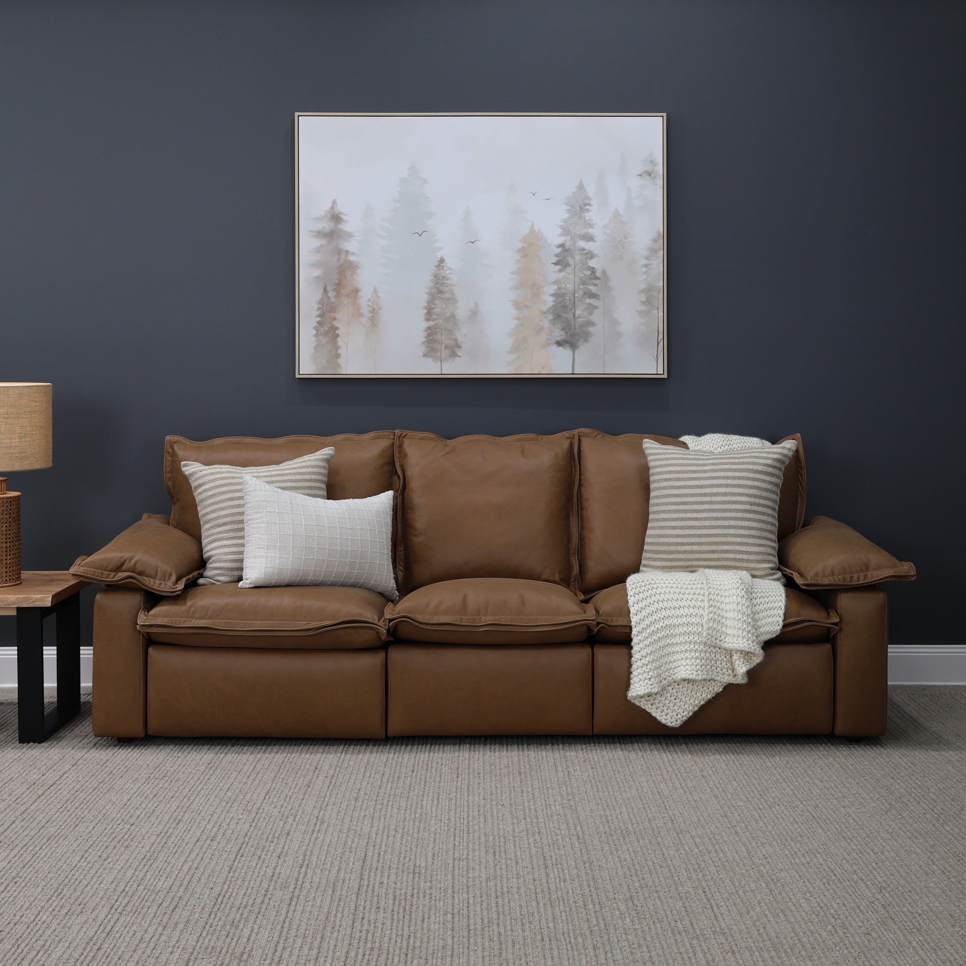 Portland Electric Reclining 3 Seater - Tan Leather