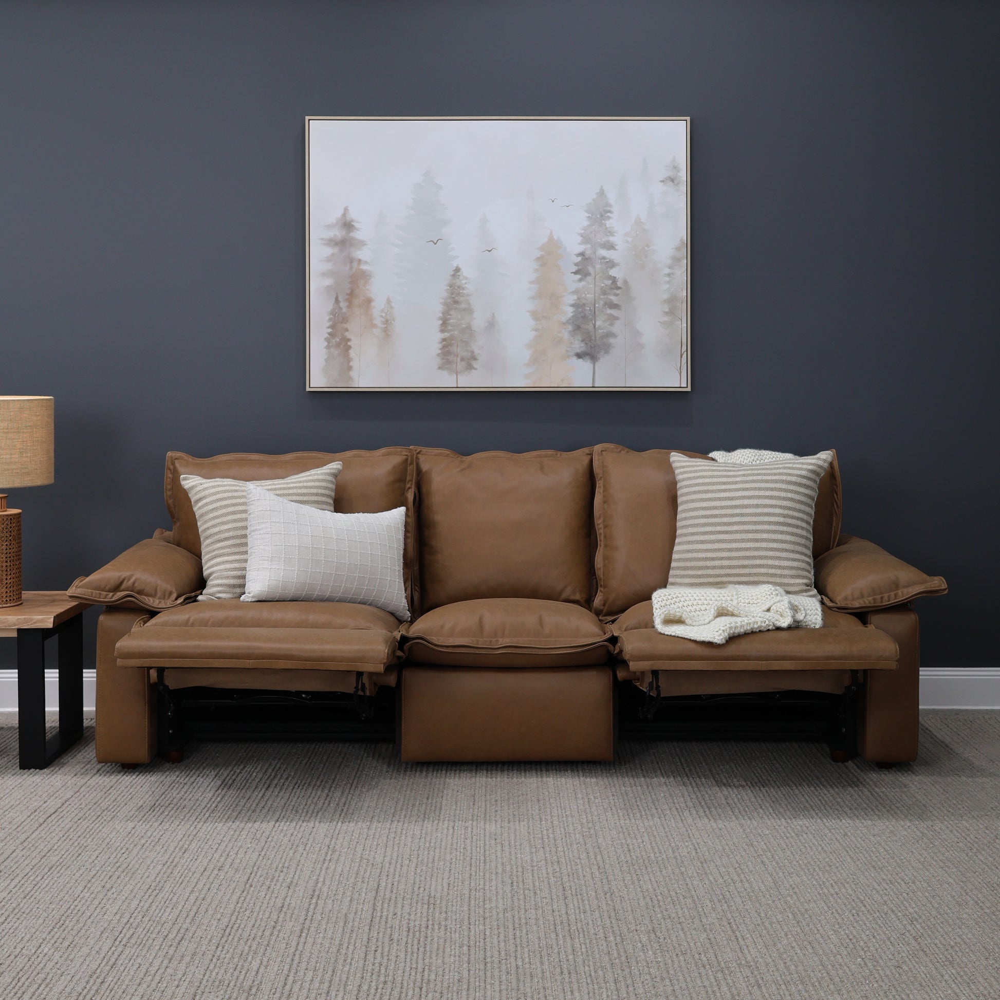 Portland Electric Reclining 3 Seater - Tan Leather