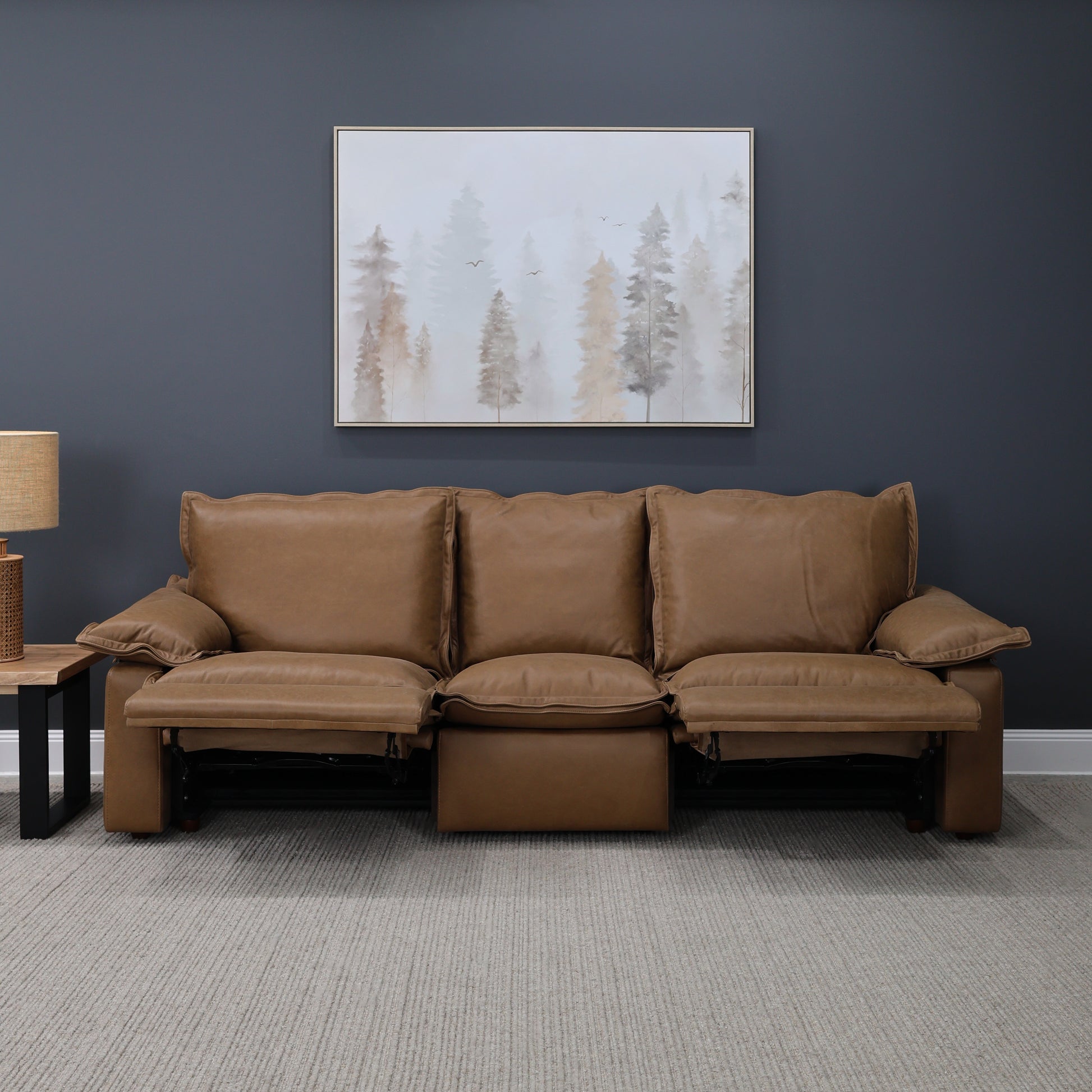 Portland Electric Reclining 3 Seater - Tan Leather