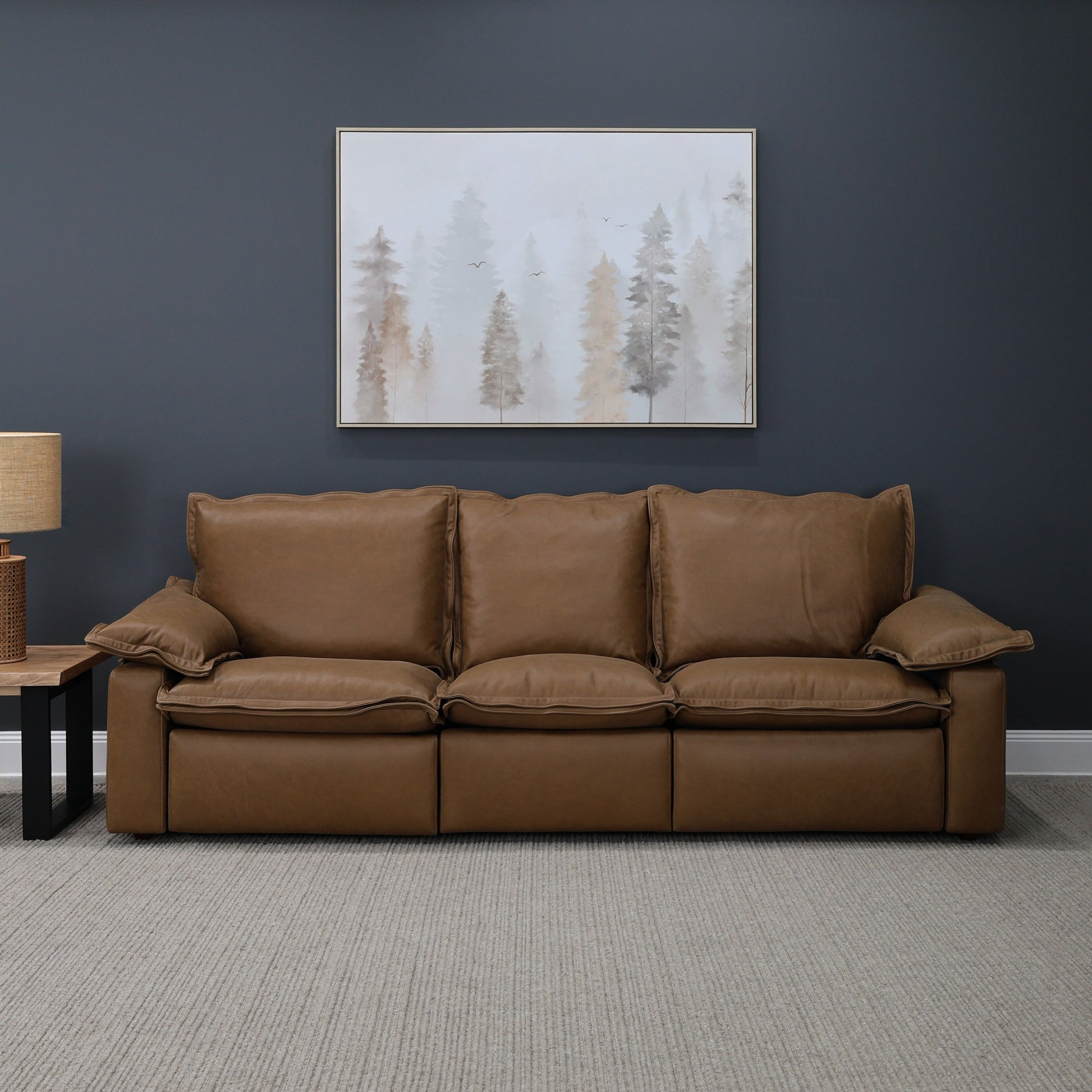 Portland Electric Reclining 3 Seater - Tan Leather