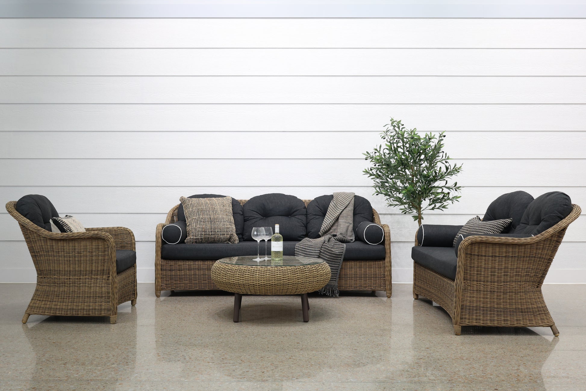 Mulwala Armchair - Brushed Wheat / Denim Grey