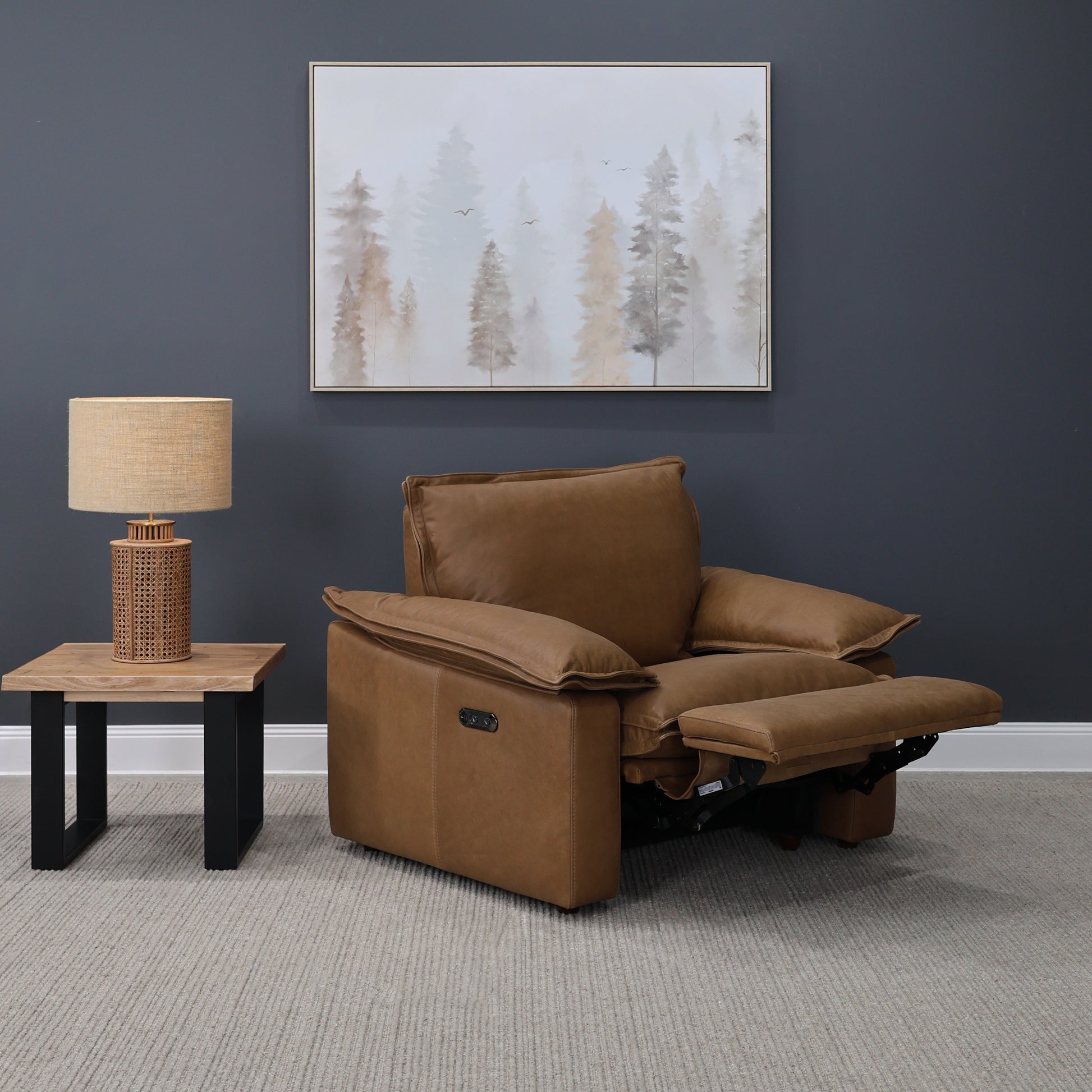 Portland Electric Recliner - Tan Leather