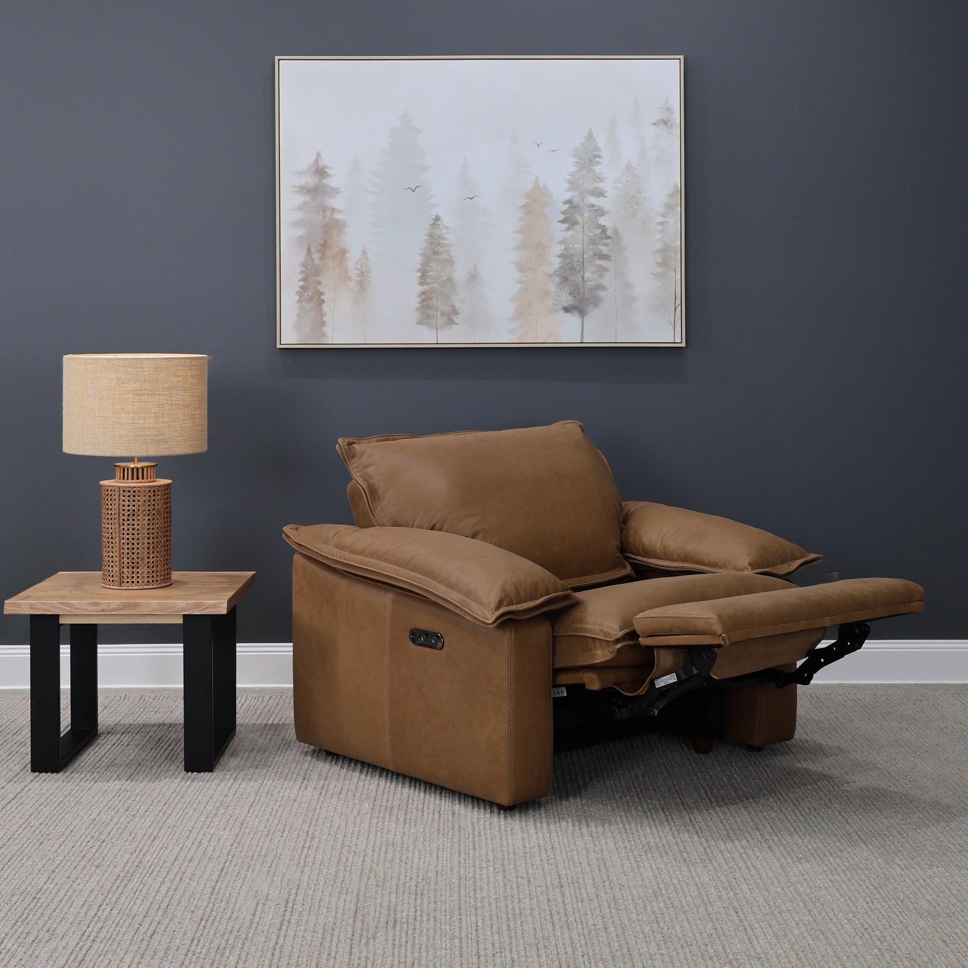 Portland Electric Recliner - Tan Leather