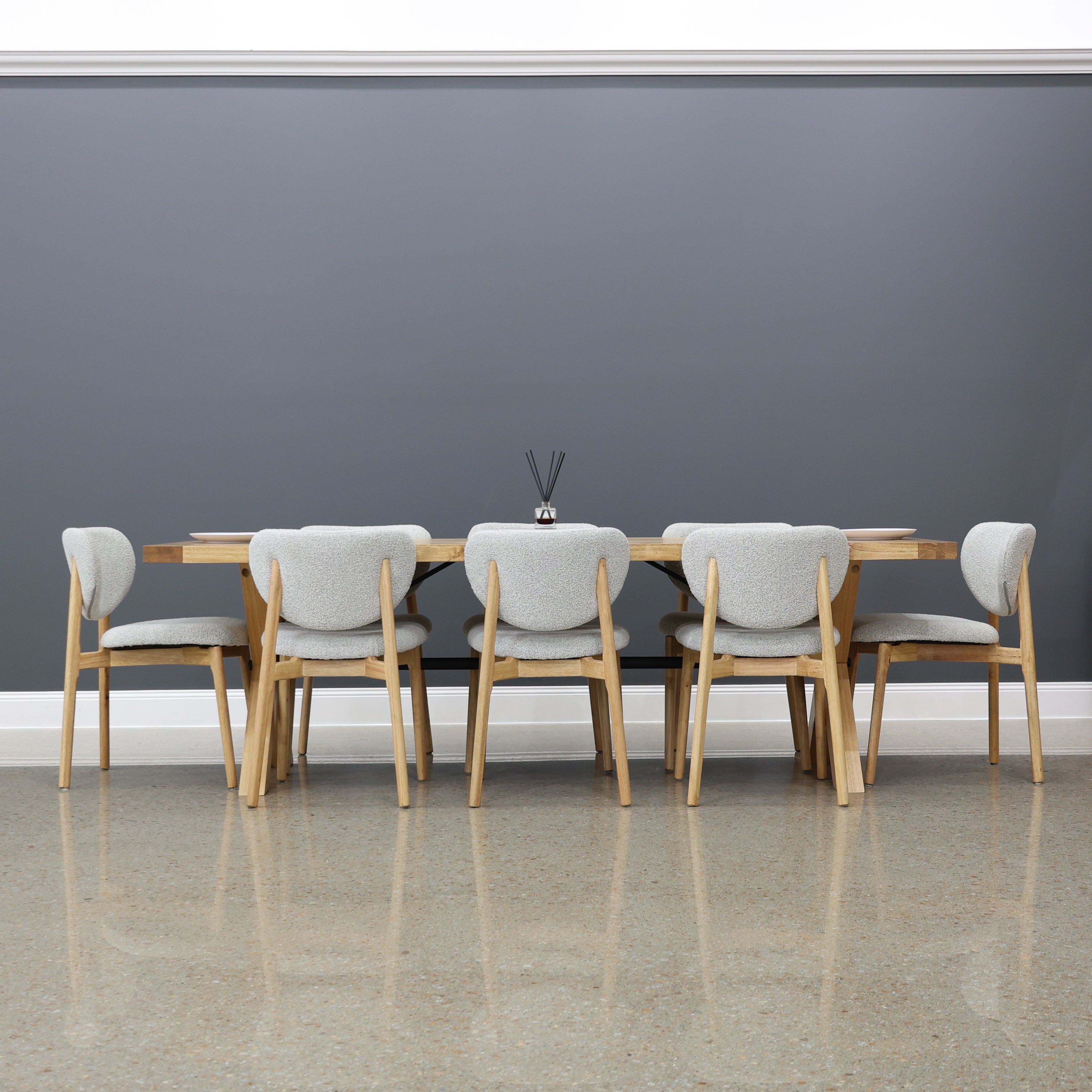 Albany Oak Solid Wood Dining Chair - Natural Fabric