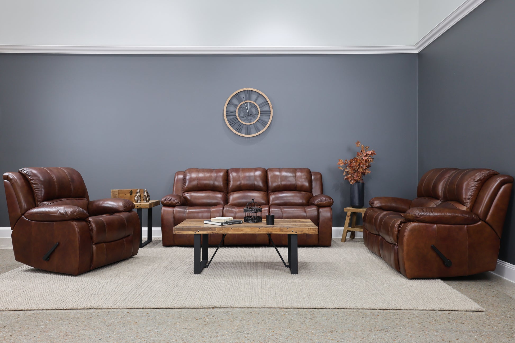 Belle Reclining 3 Seater - Tan Leather