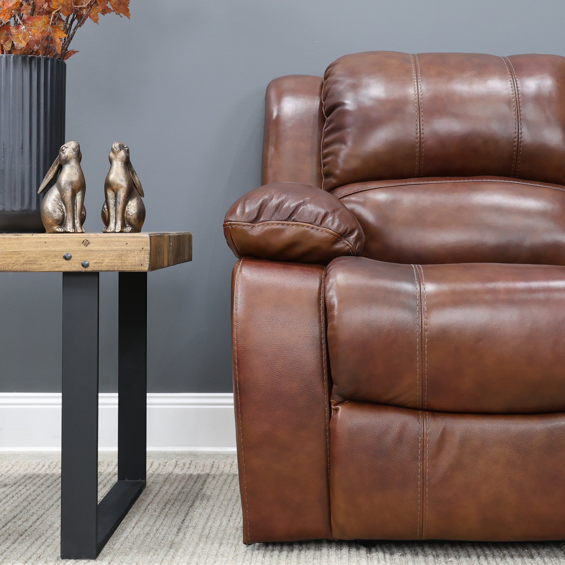 Belle Reclining 3 Seater - Tan Leather