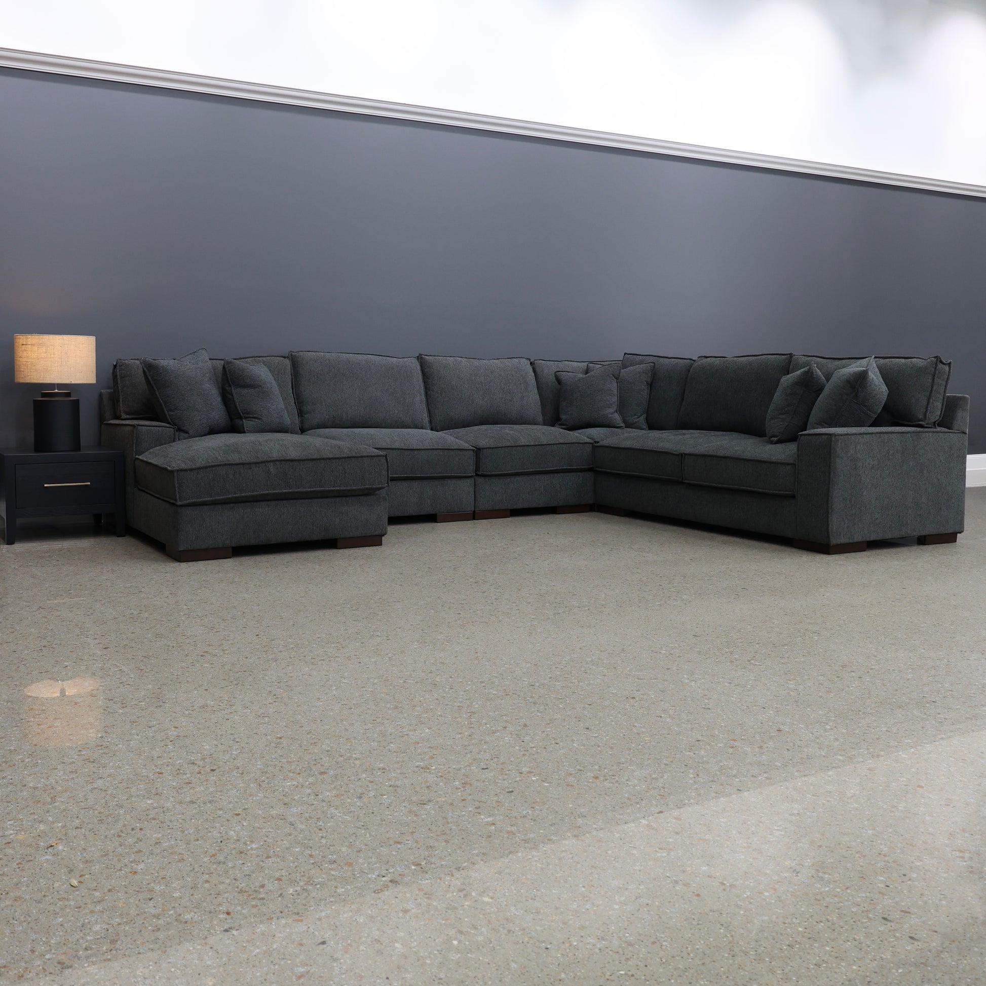 Gembrook Corner Lounge w/ LHF Chaise - Dark Grey