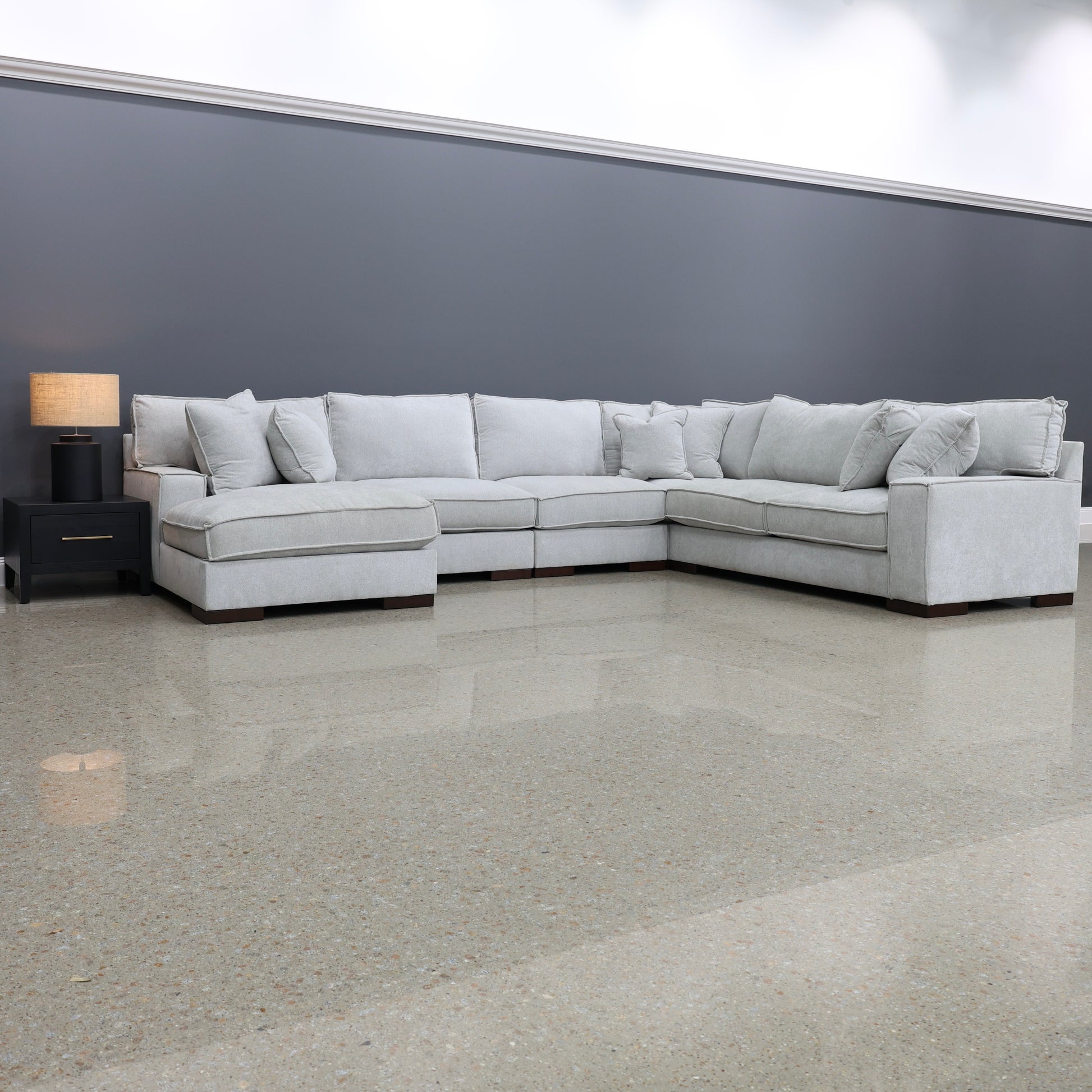 Gembrook Corner Lounge w/ LHF Chaise - Light Grey