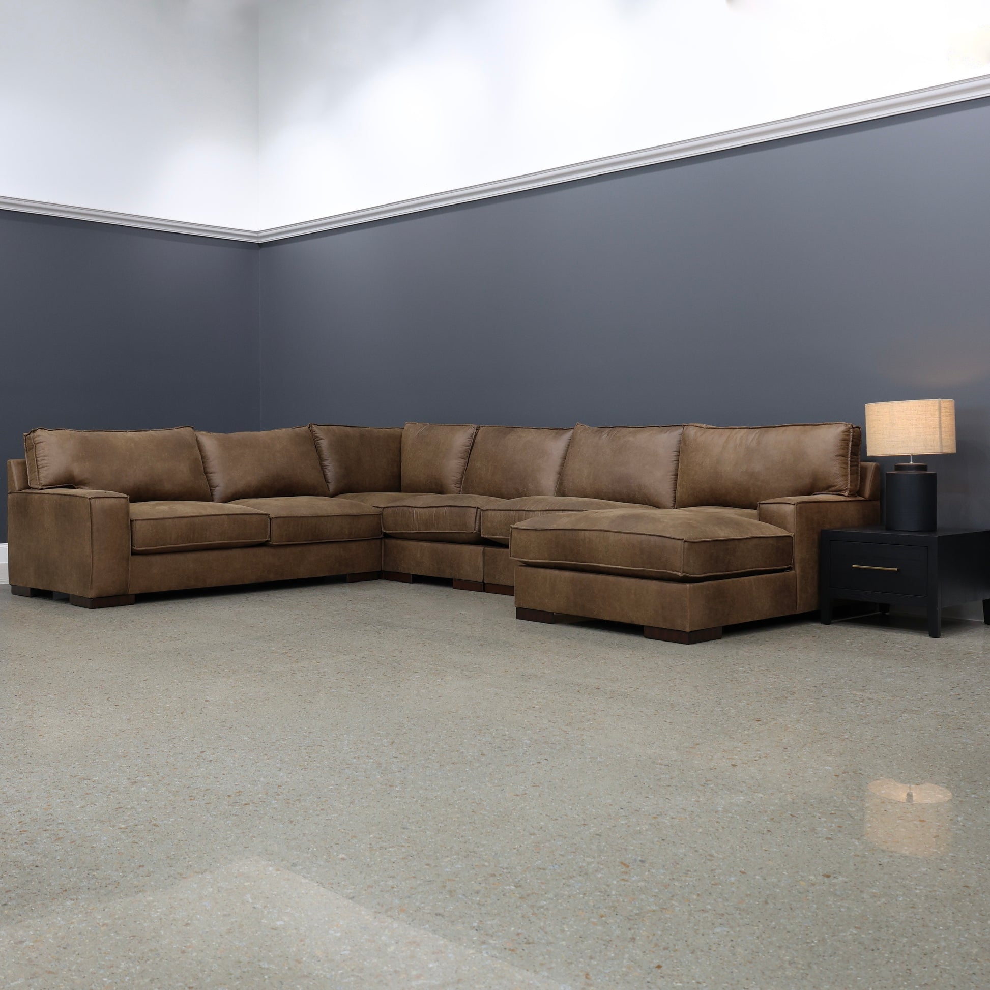 Gembrook Corner Lounge w/ RHF Chaise - Tan Leather Air