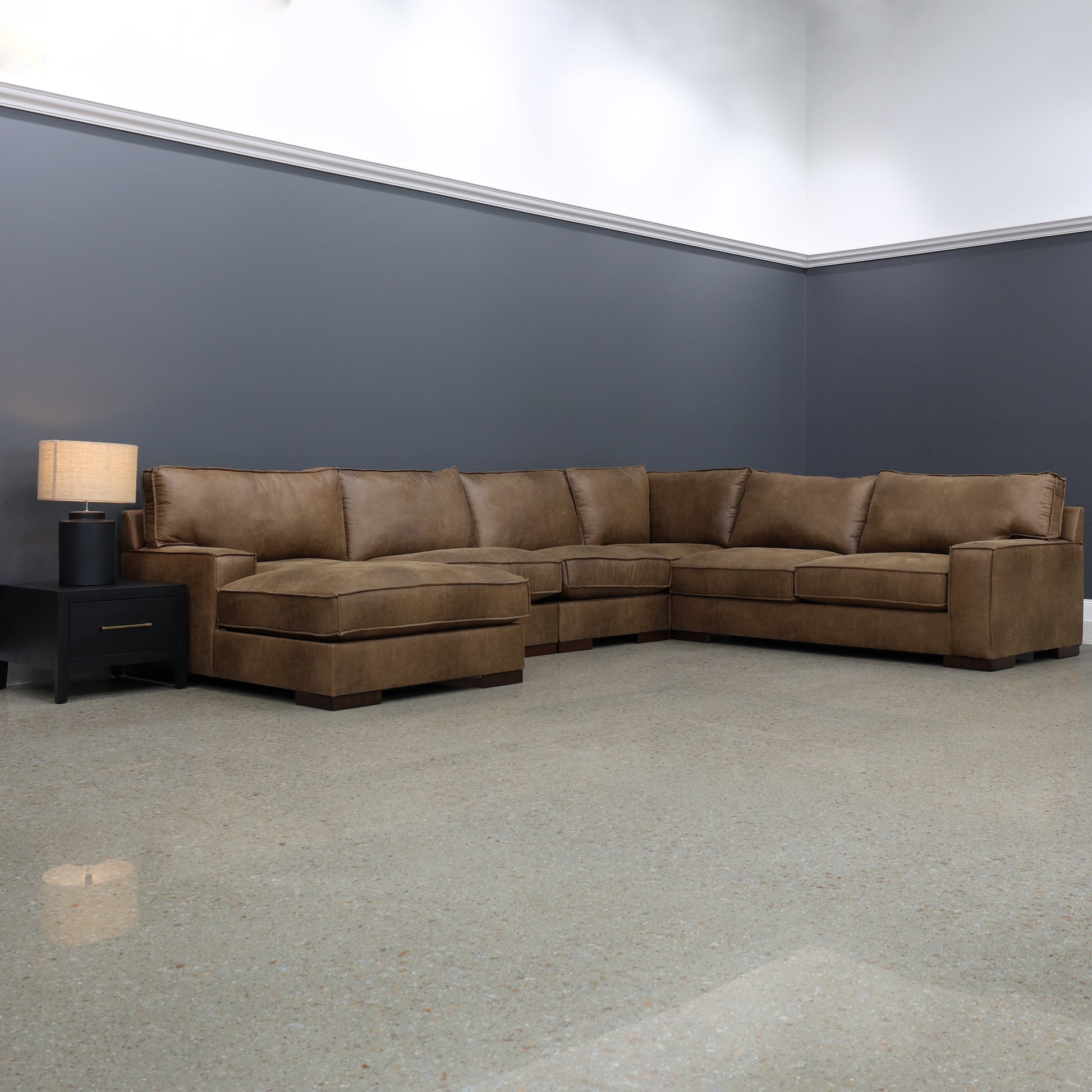 Gembrook Corner Lounge w/ LHF Chaise - Tan Leather Air