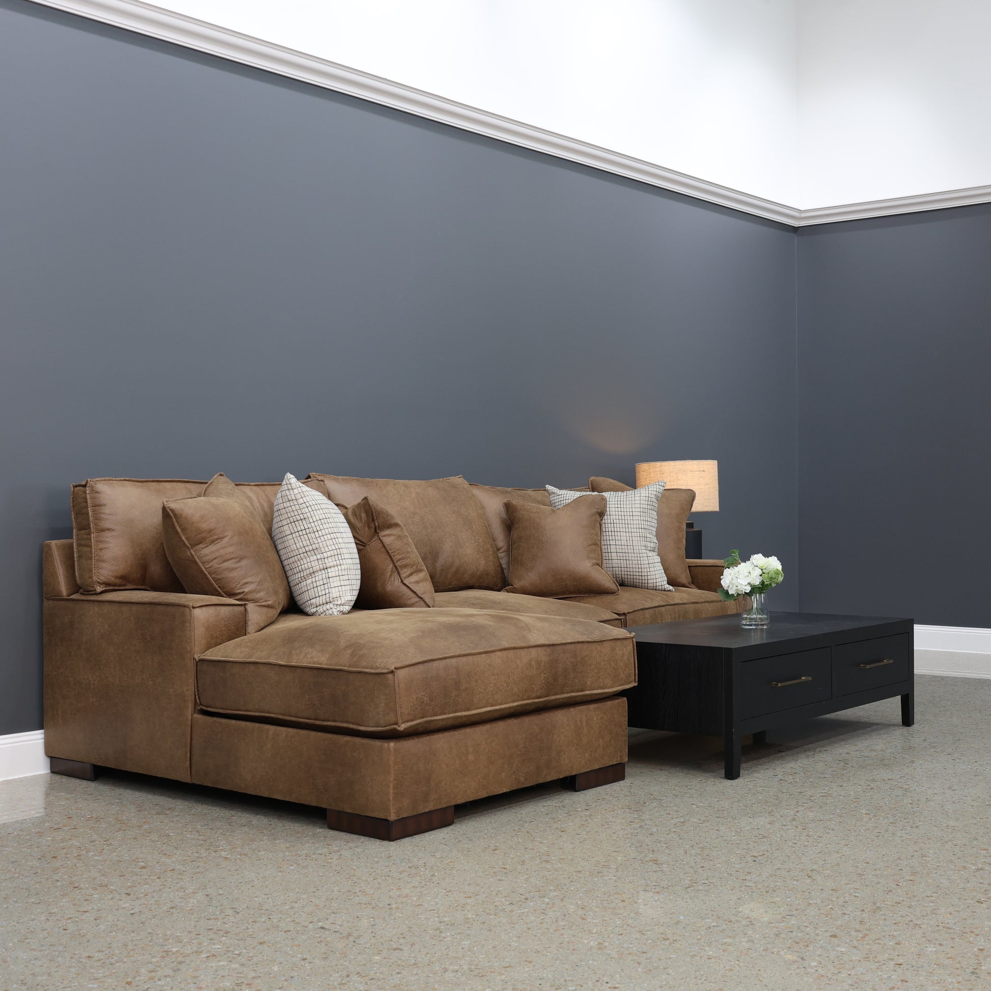 Gembrook LHF Sofa Chaise - Tan Leather Air