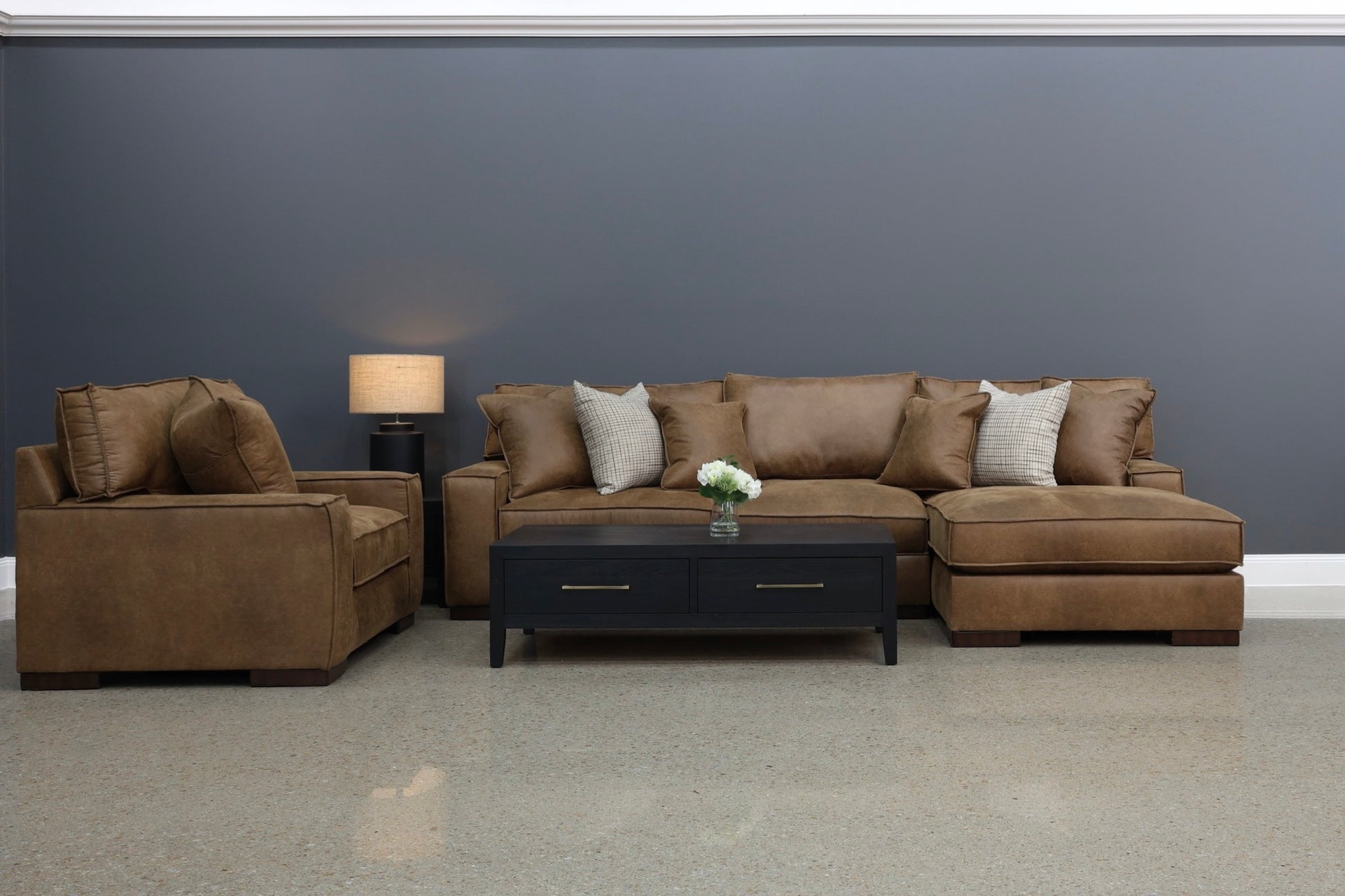 Gembrook RHF Sofa Chaise - Tan Leather Air