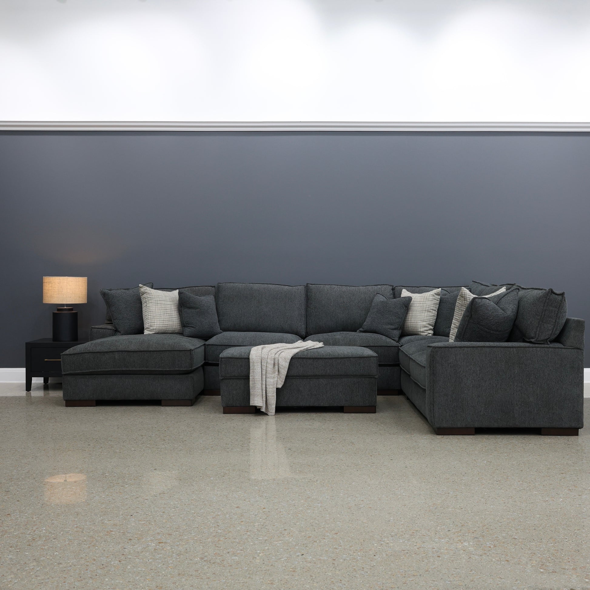 Gembrook Corner Lounge w/ LHF Chaise - Dark Grey