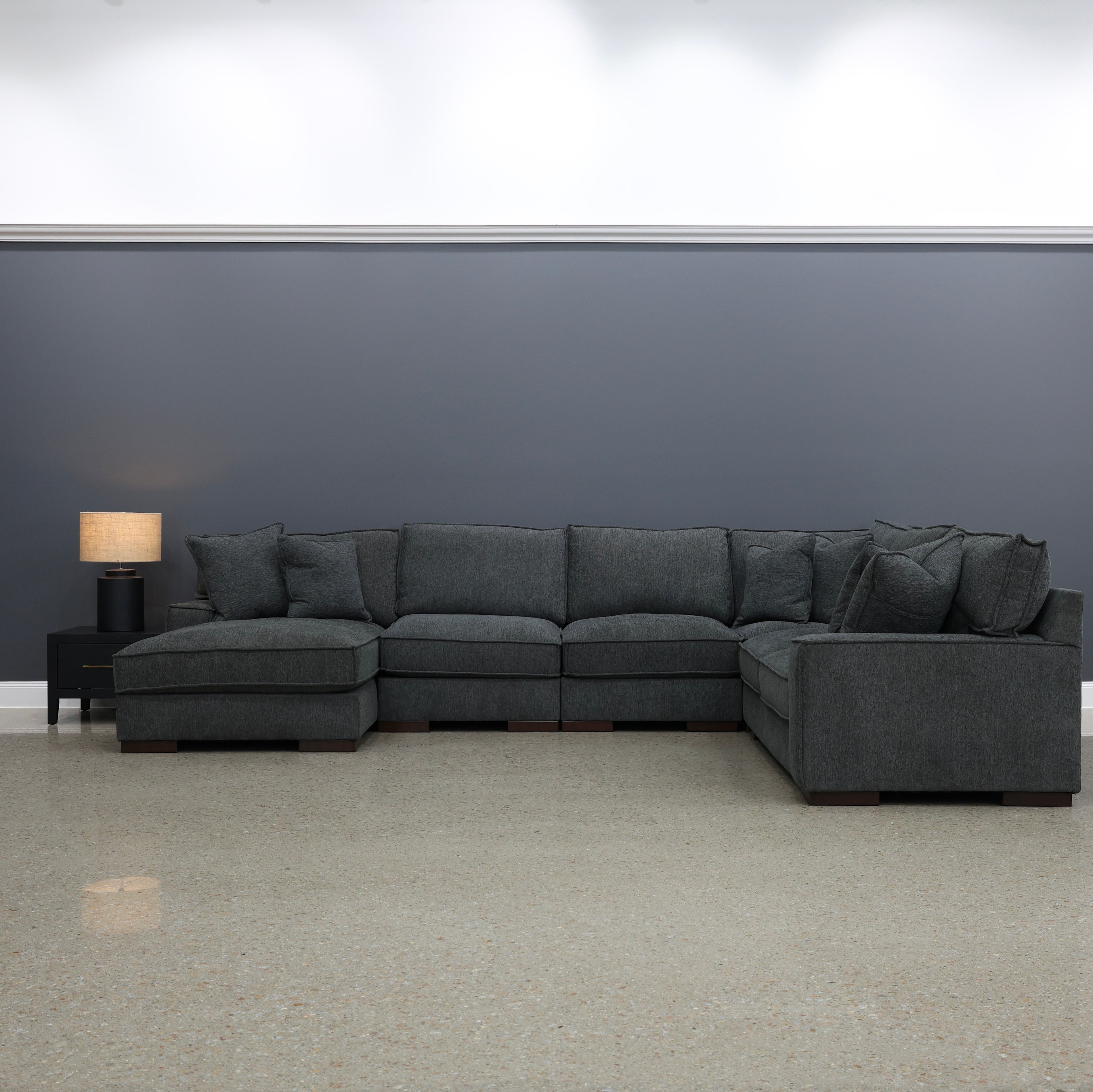 Gembrook Corner Lounge w/ LHF Chaise - Dark Grey