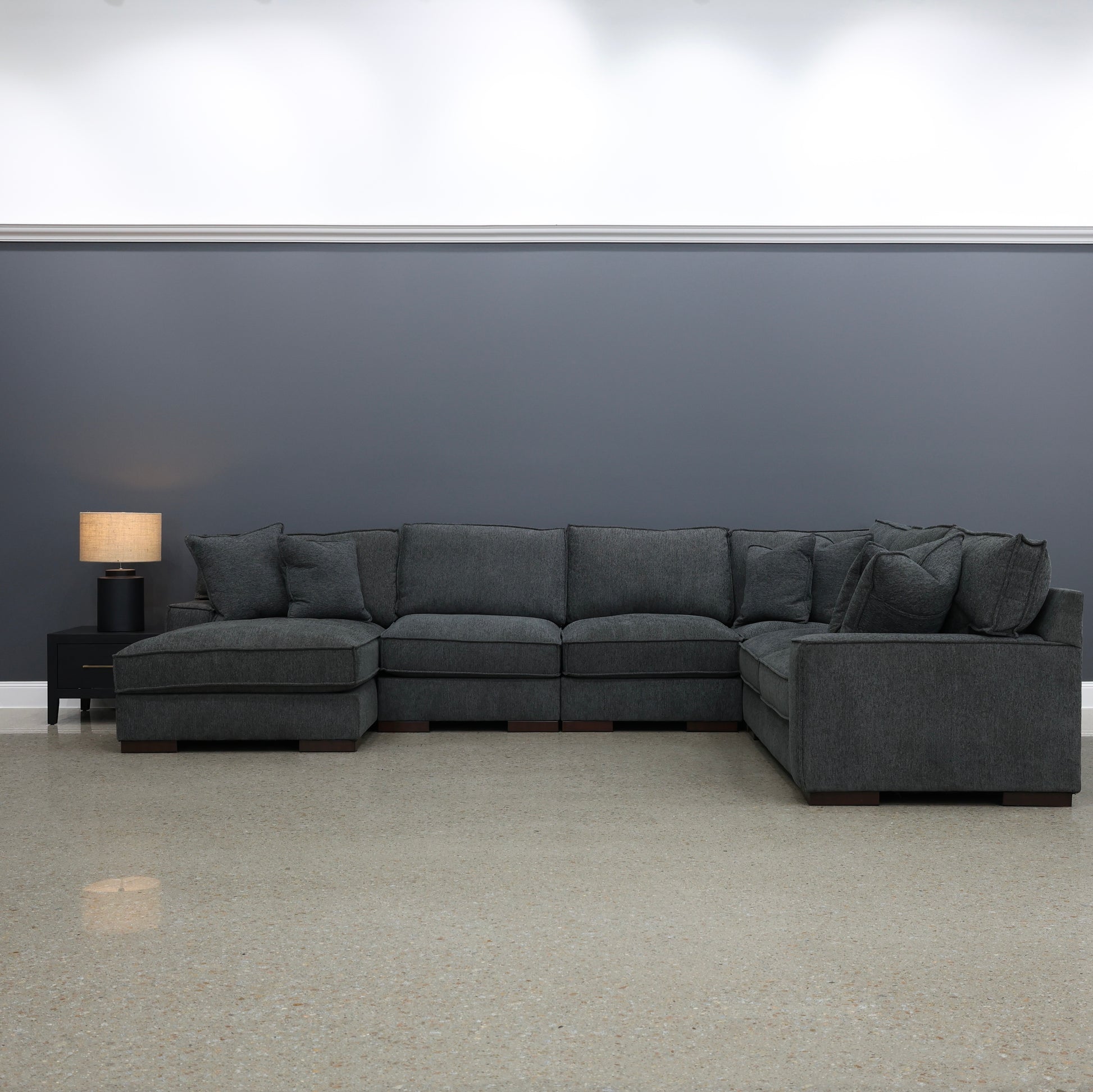 Gembrook Corner Lounge w/ LHF Chaise - Dark Grey