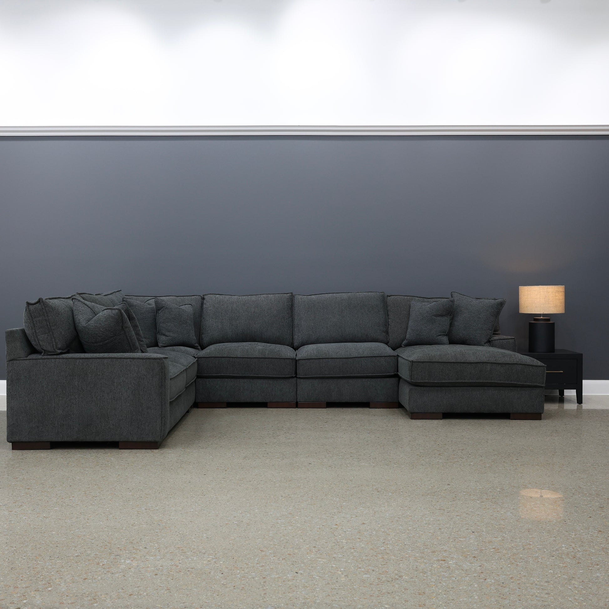 Gembrook Corner Lounge w/ RHF Chaise - Dark Grey