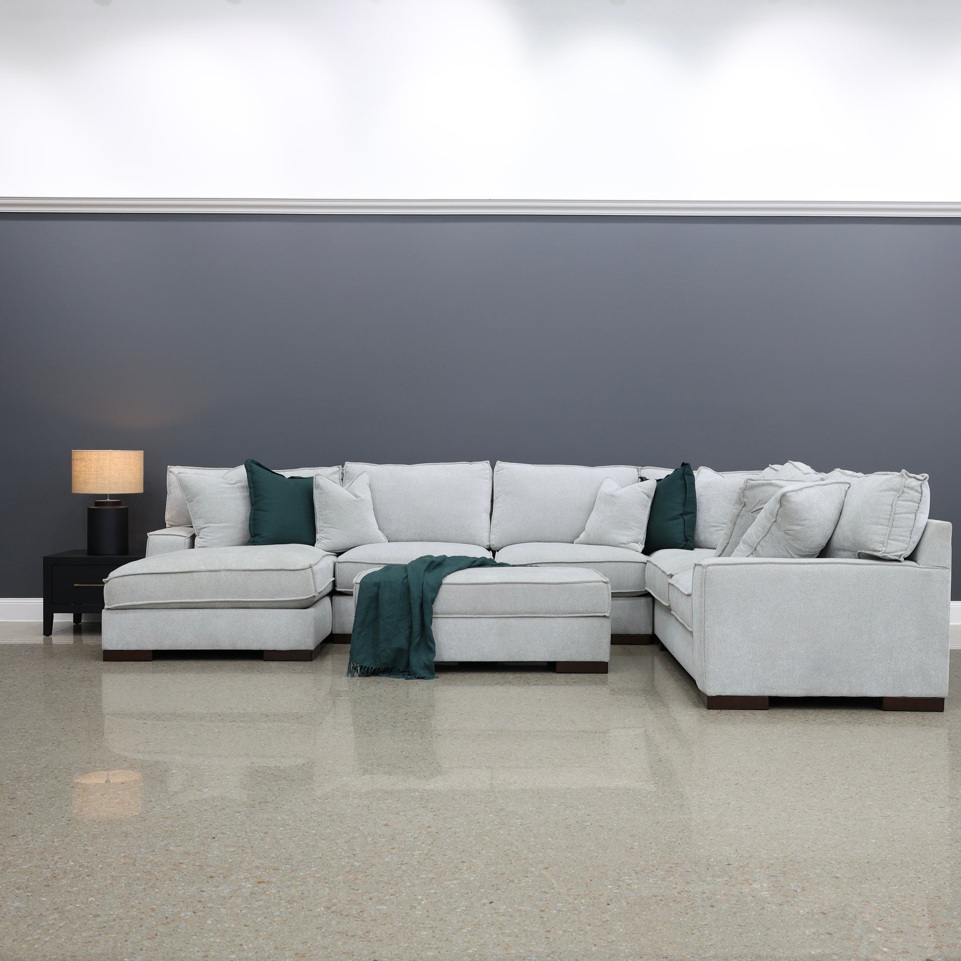 Gembrook Corner Lounge w/ LHF Chaise - Light Grey