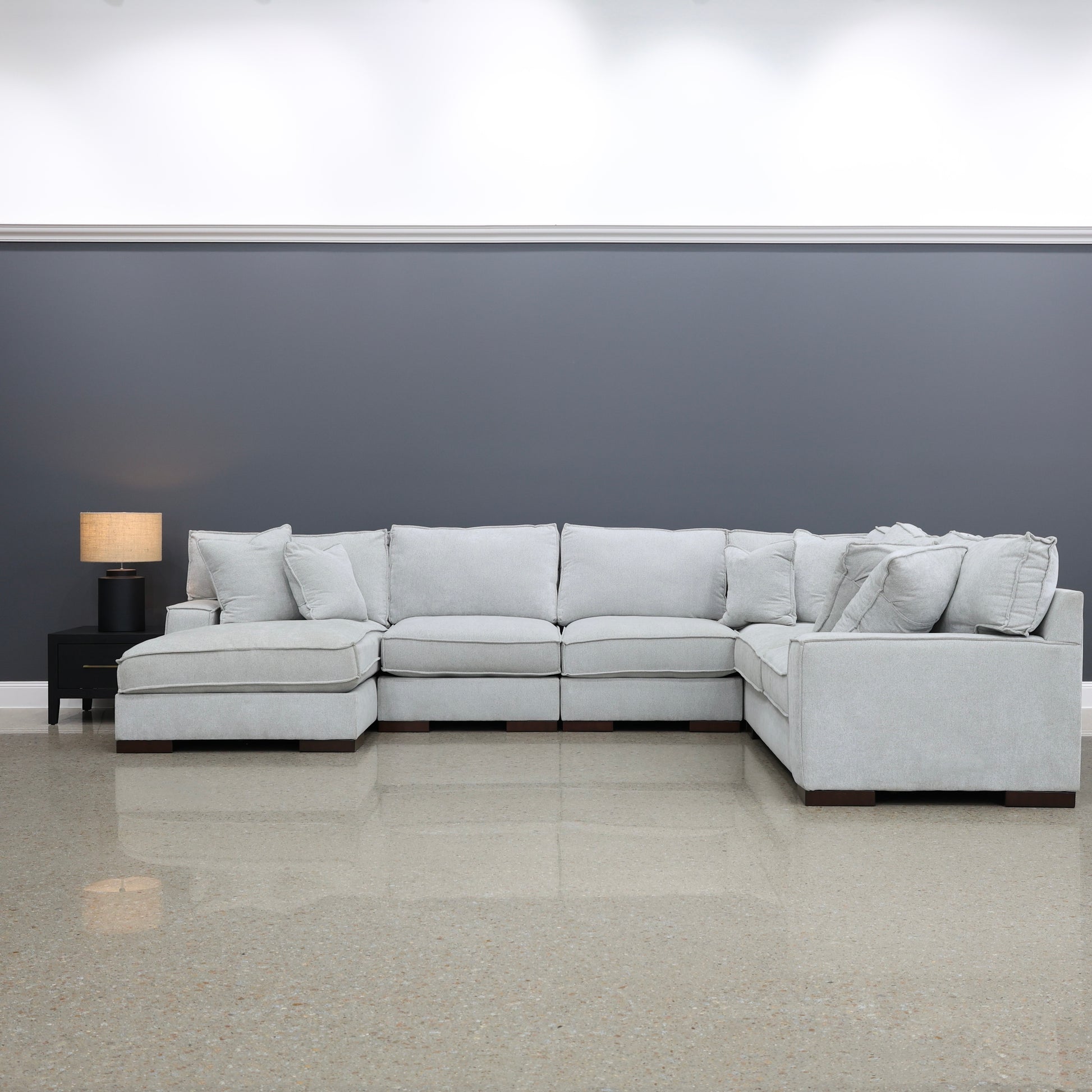 Gembrook Corner Lounge w/ LHF Chaise - Light Grey