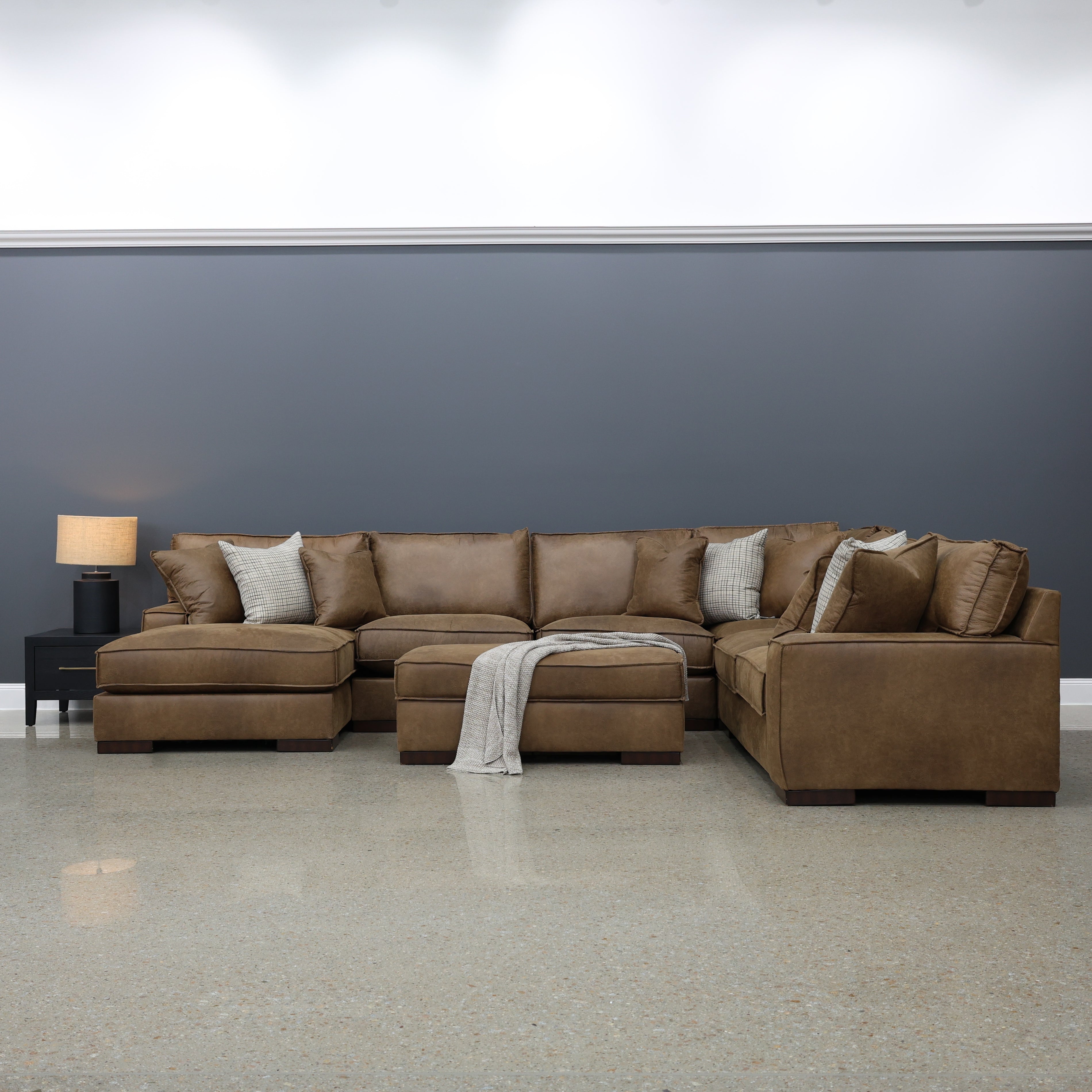 Gembrook Corner Lounge w/ LHF Chaise - Tan Leather Air