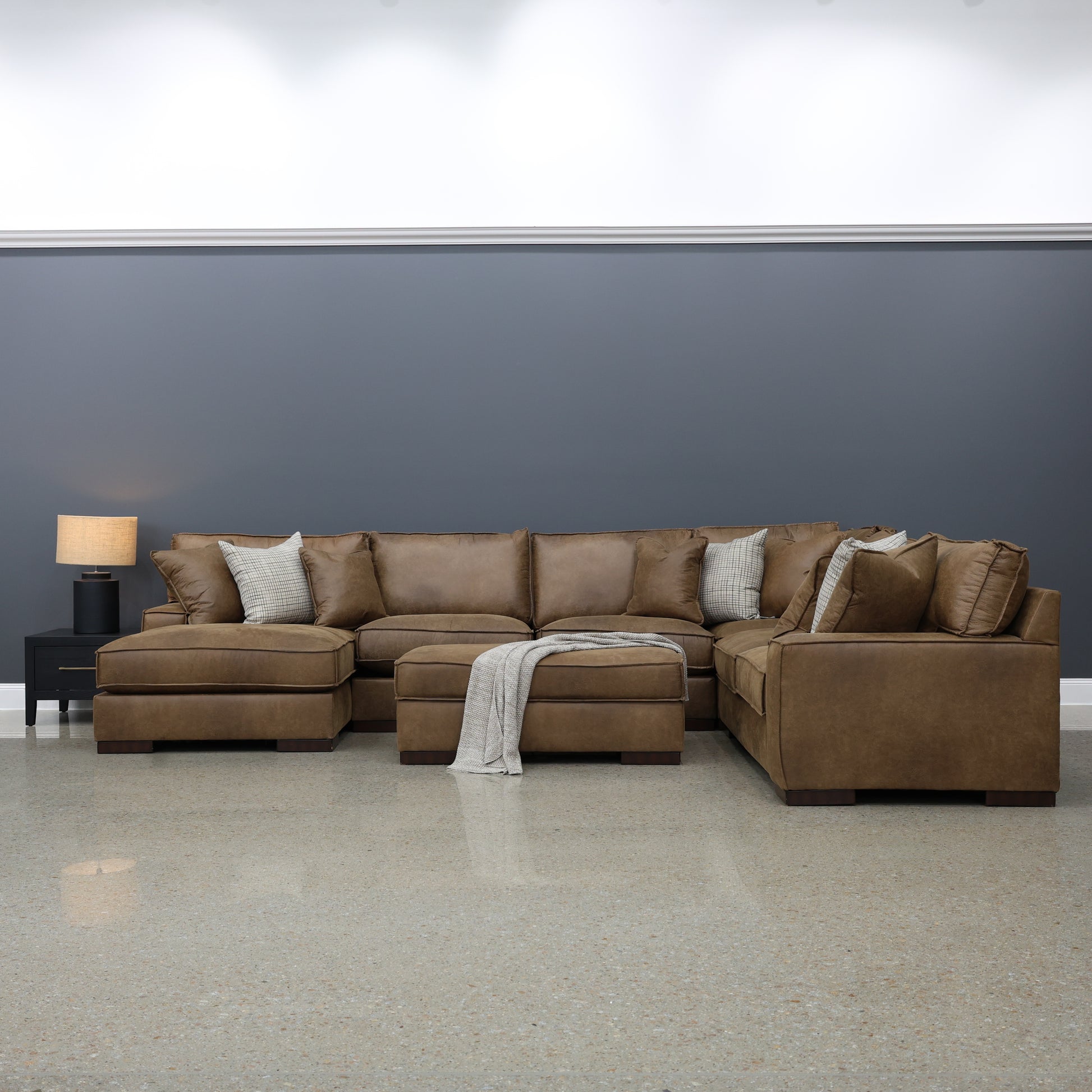 Gembrook Corner Lounge w/ LHF Chaise - Tan Leather Air