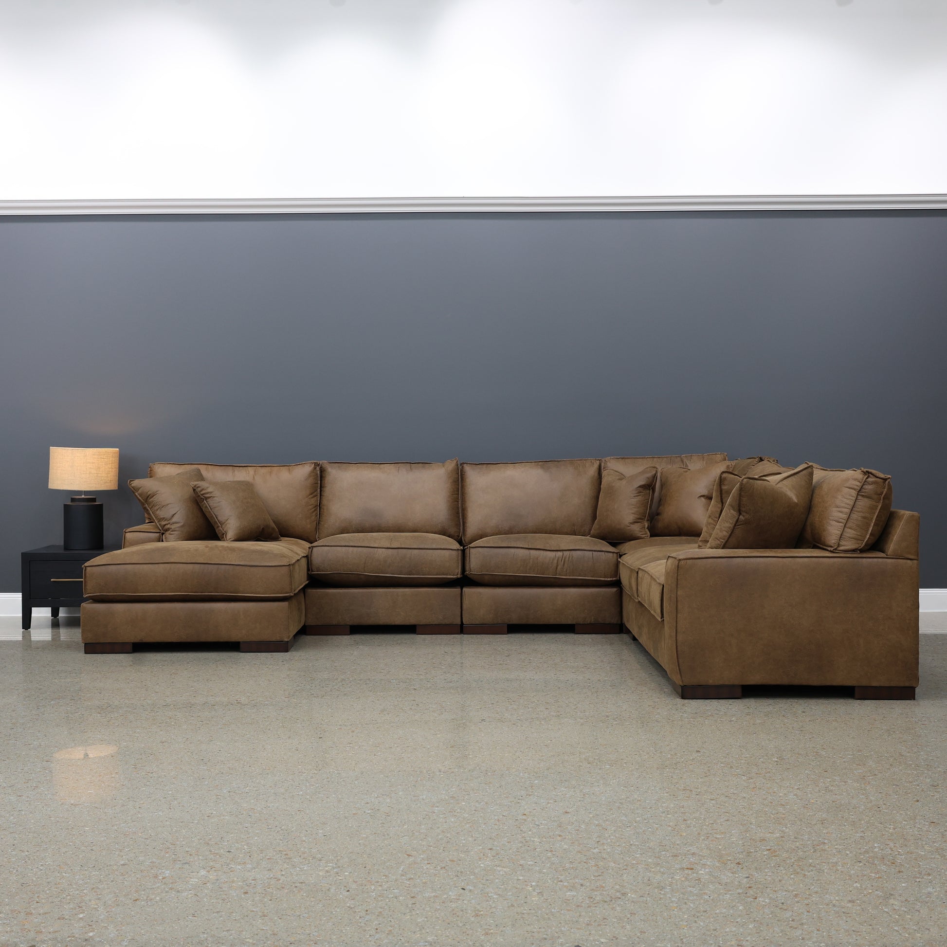 Gembrook Corner Lounge w/ LHF Chaise - Tan Leather Air