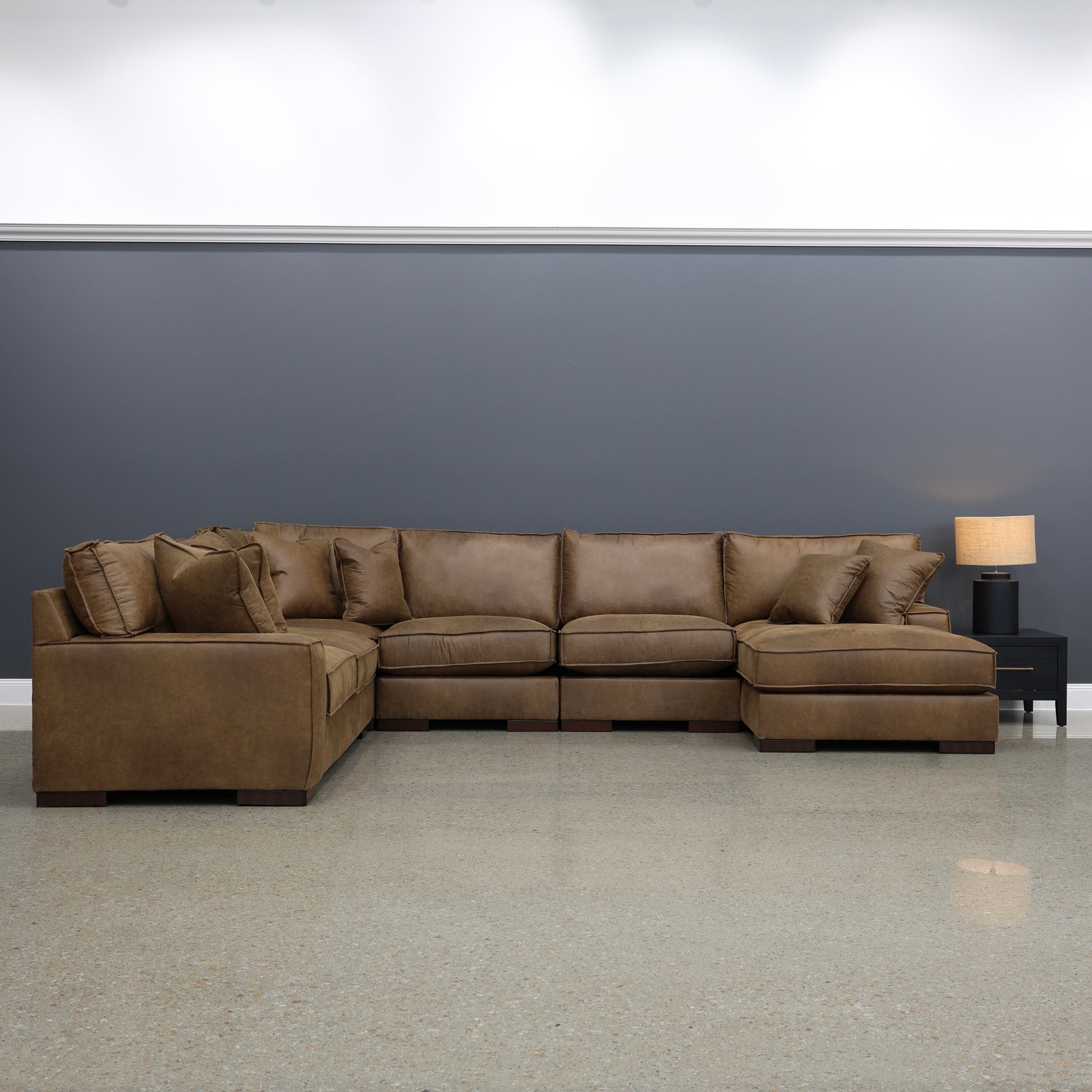 Gembrook Corner Lounge w/ RHF Chaise - Tan Leather Air
