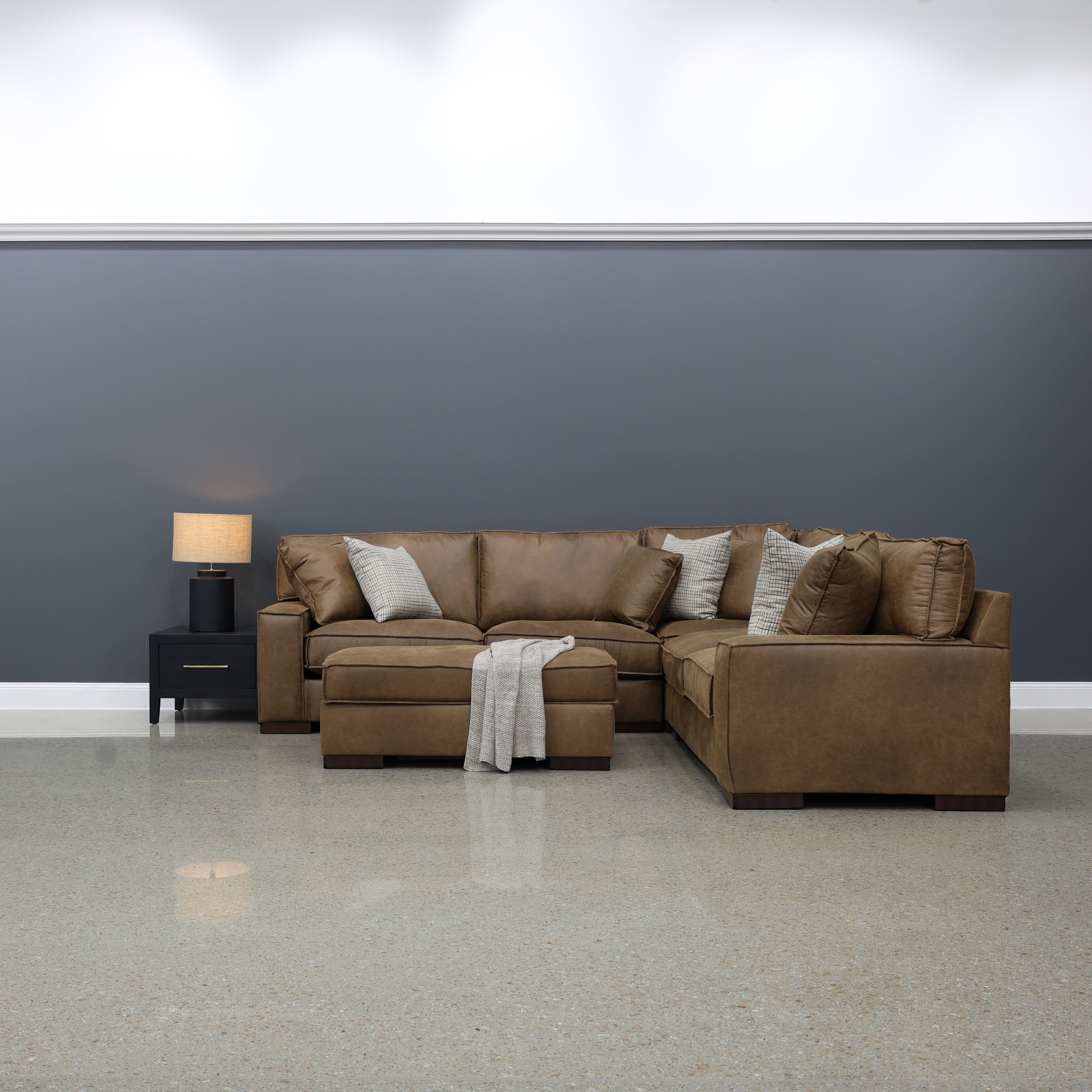 Gembrook Corner Lounge - Tan Leather Air
