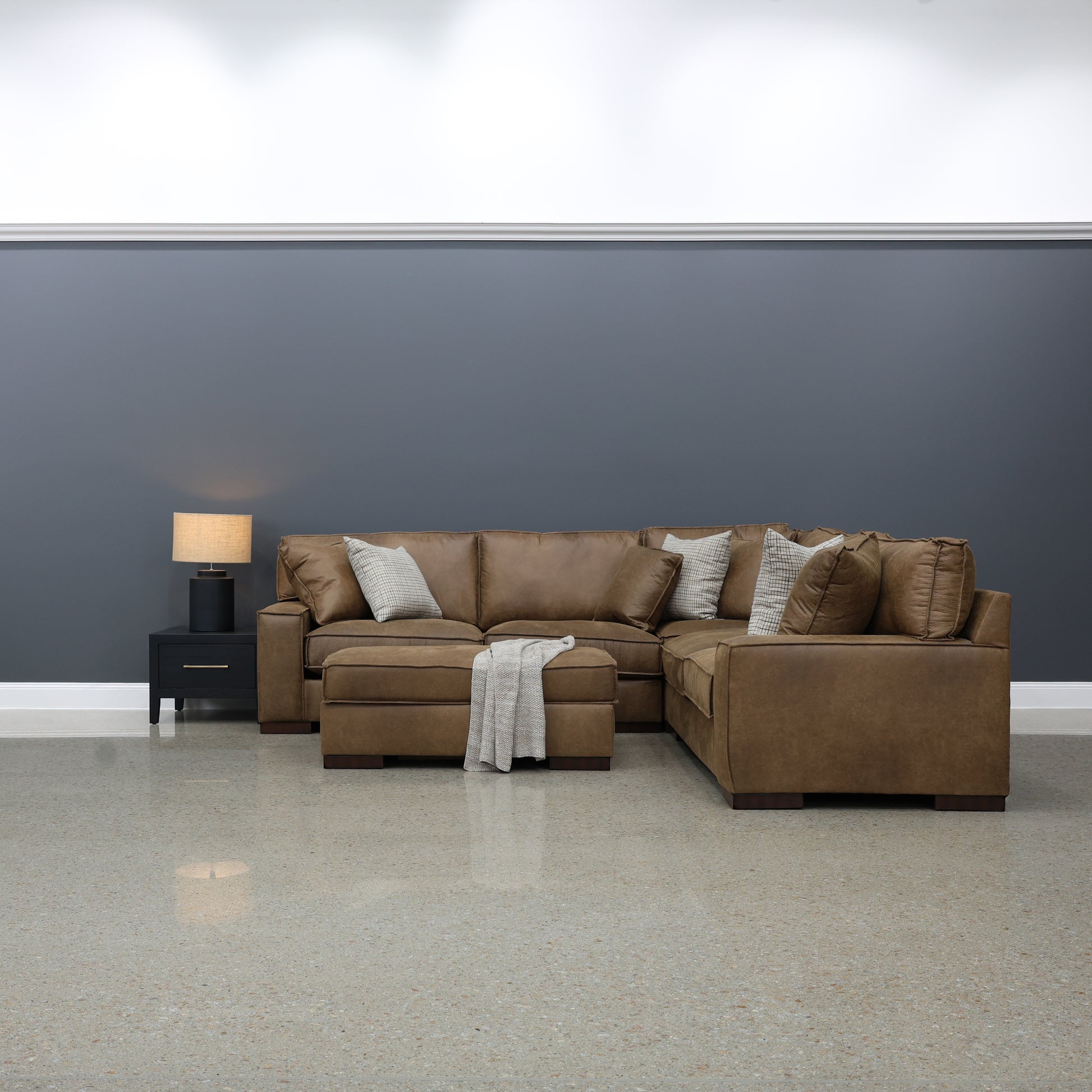 Gembrook Corner Lounge - Tan Leather Air