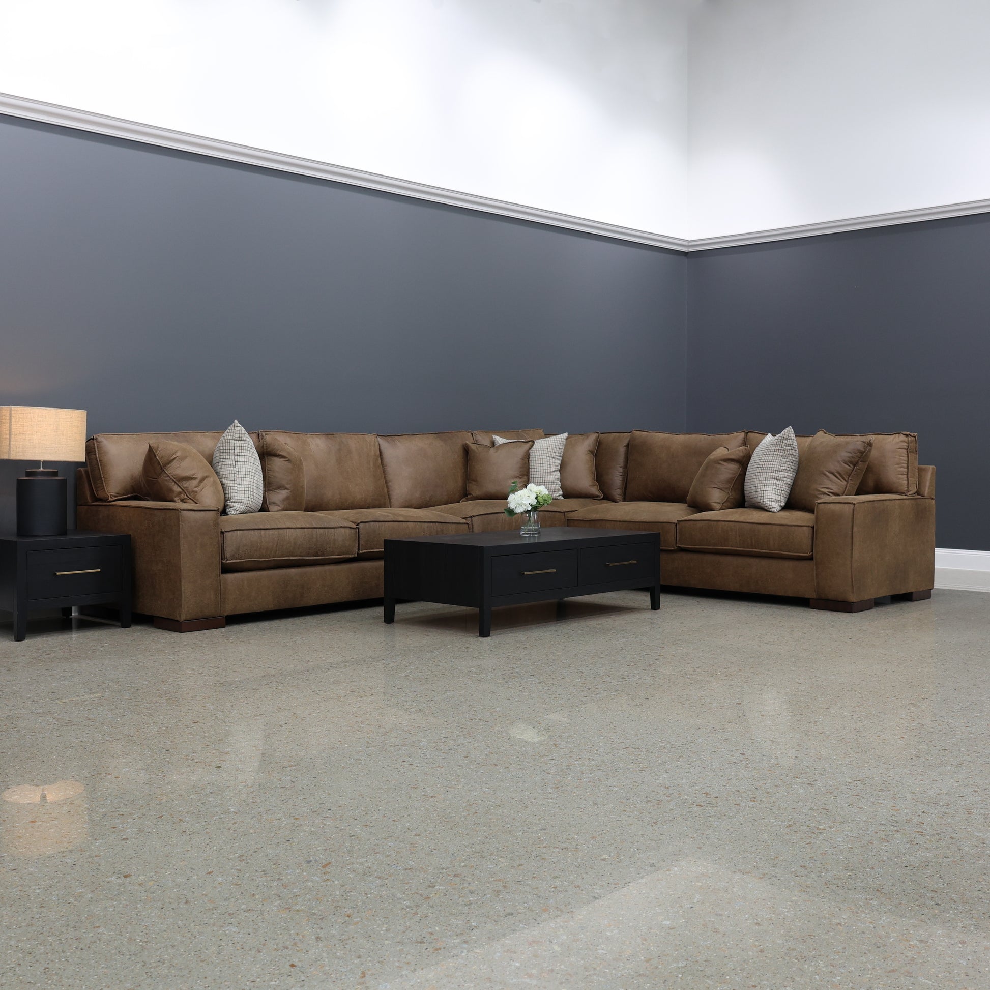 Gembrook 4 Piece Corner Lounge - Tan Leather Air