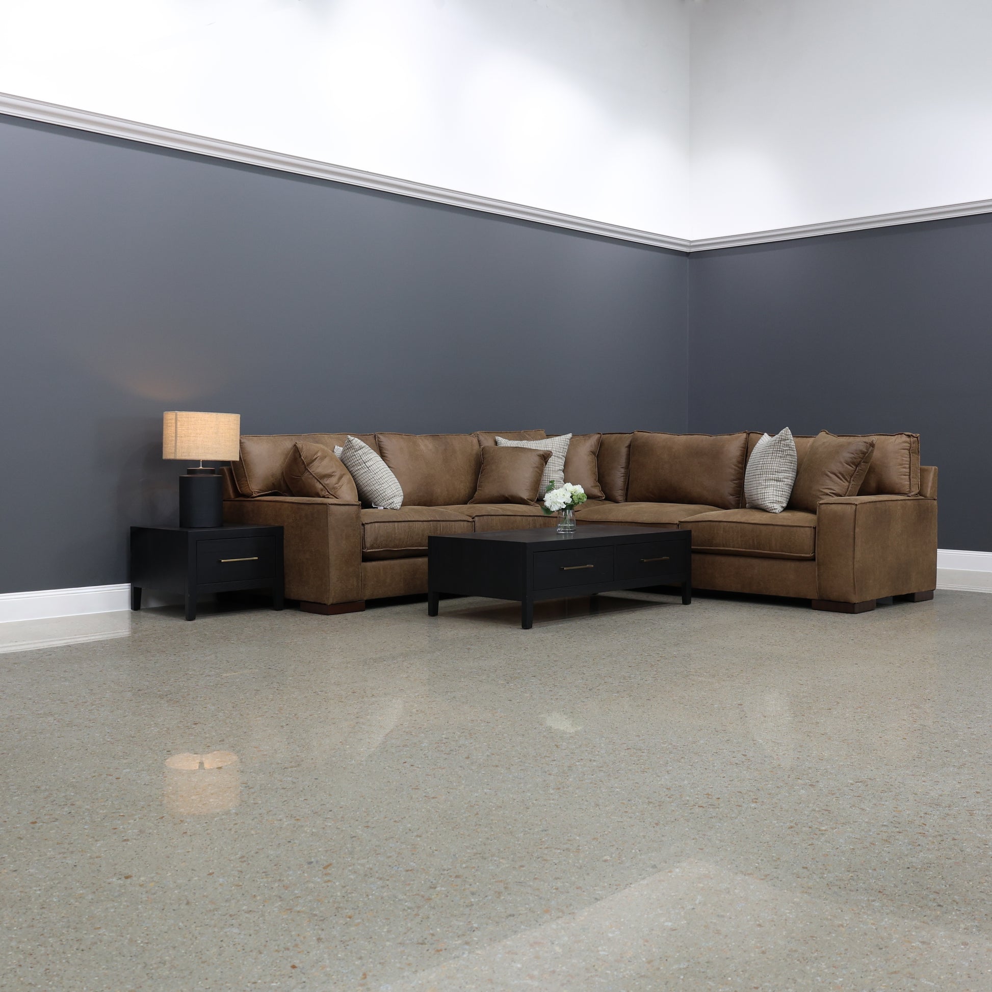 Gembrook Corner Lounge - Tan Leather Air