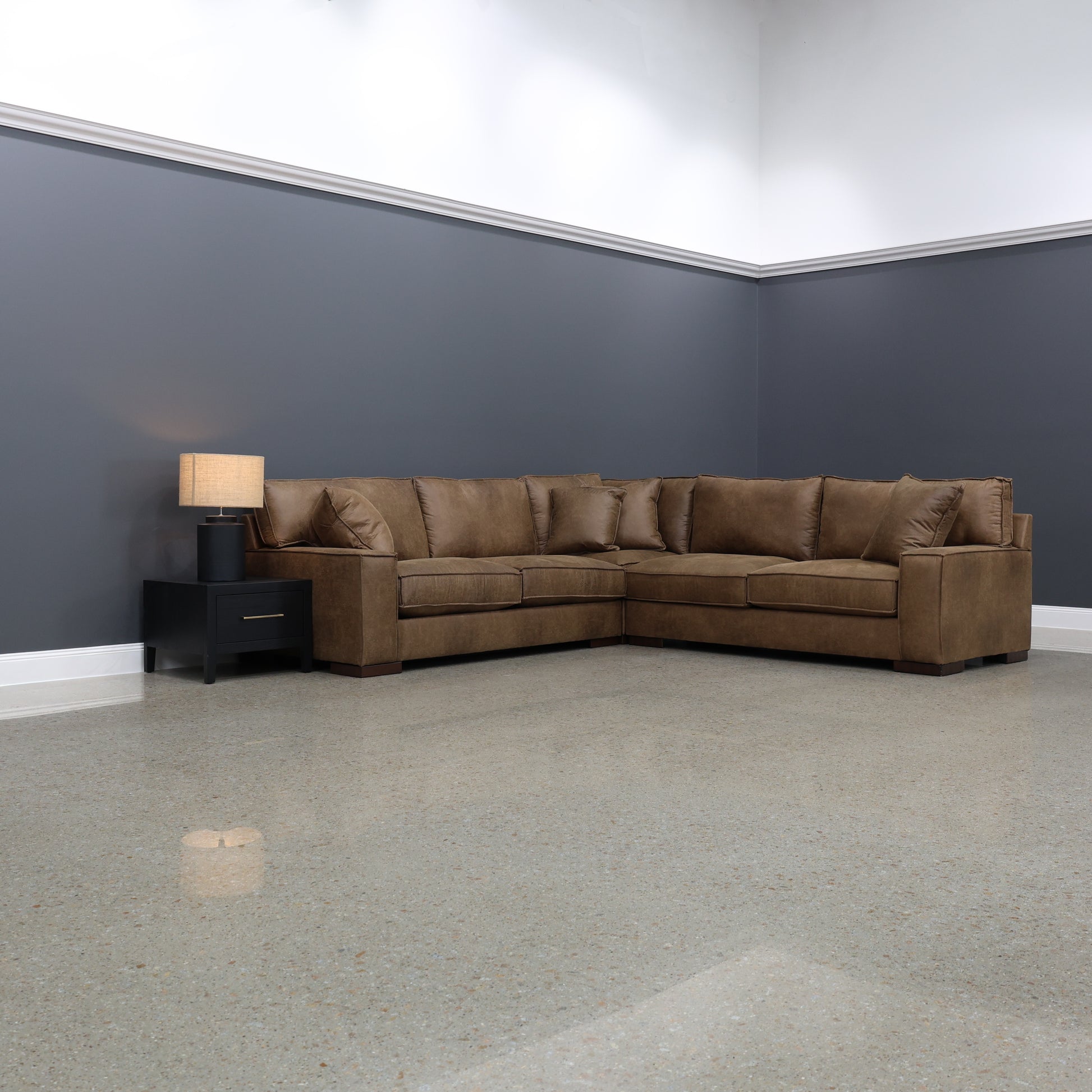 Gembrook Corner Lounge - Tan Leather Air