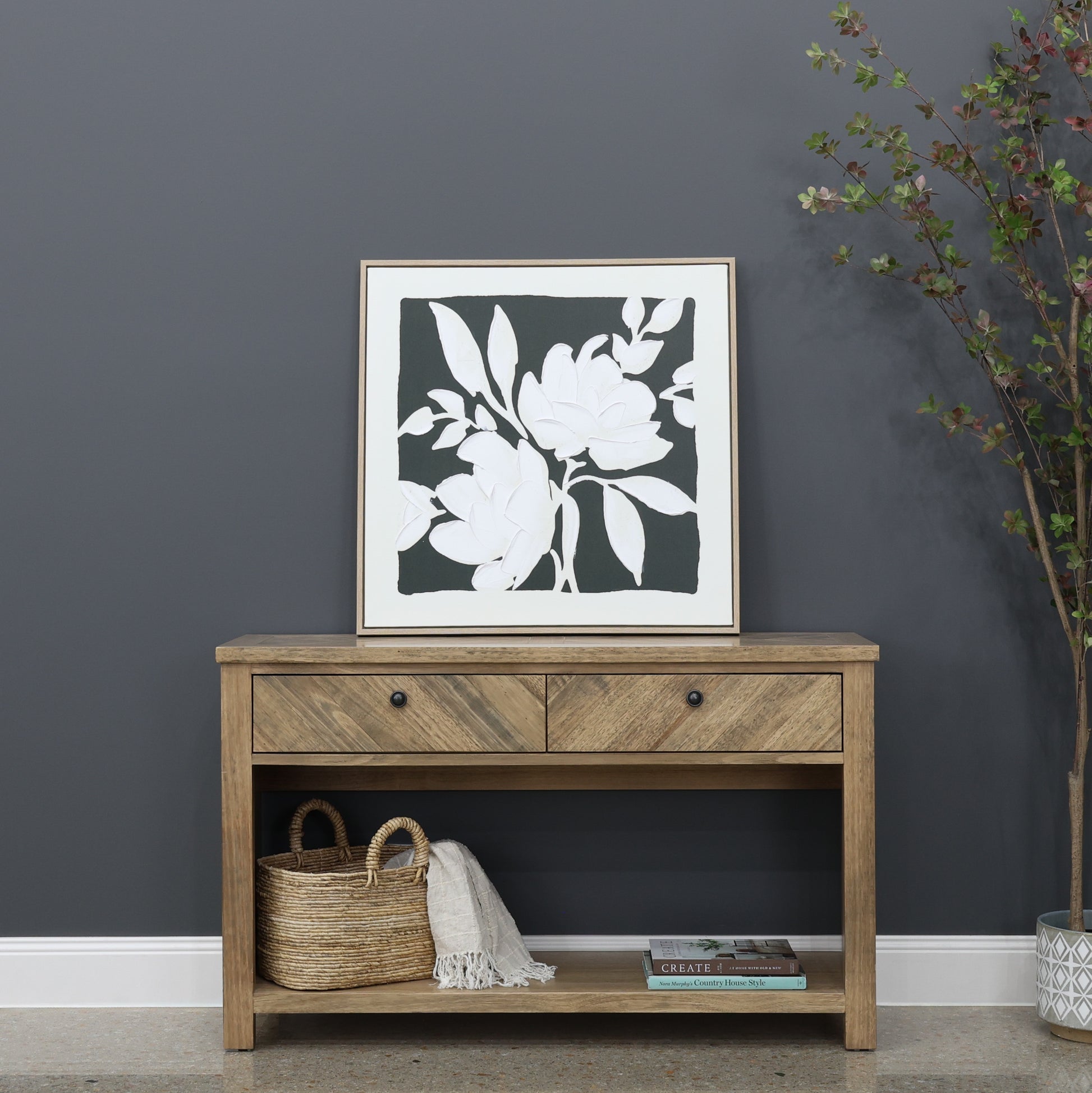 Black and White Blooms B Canvas