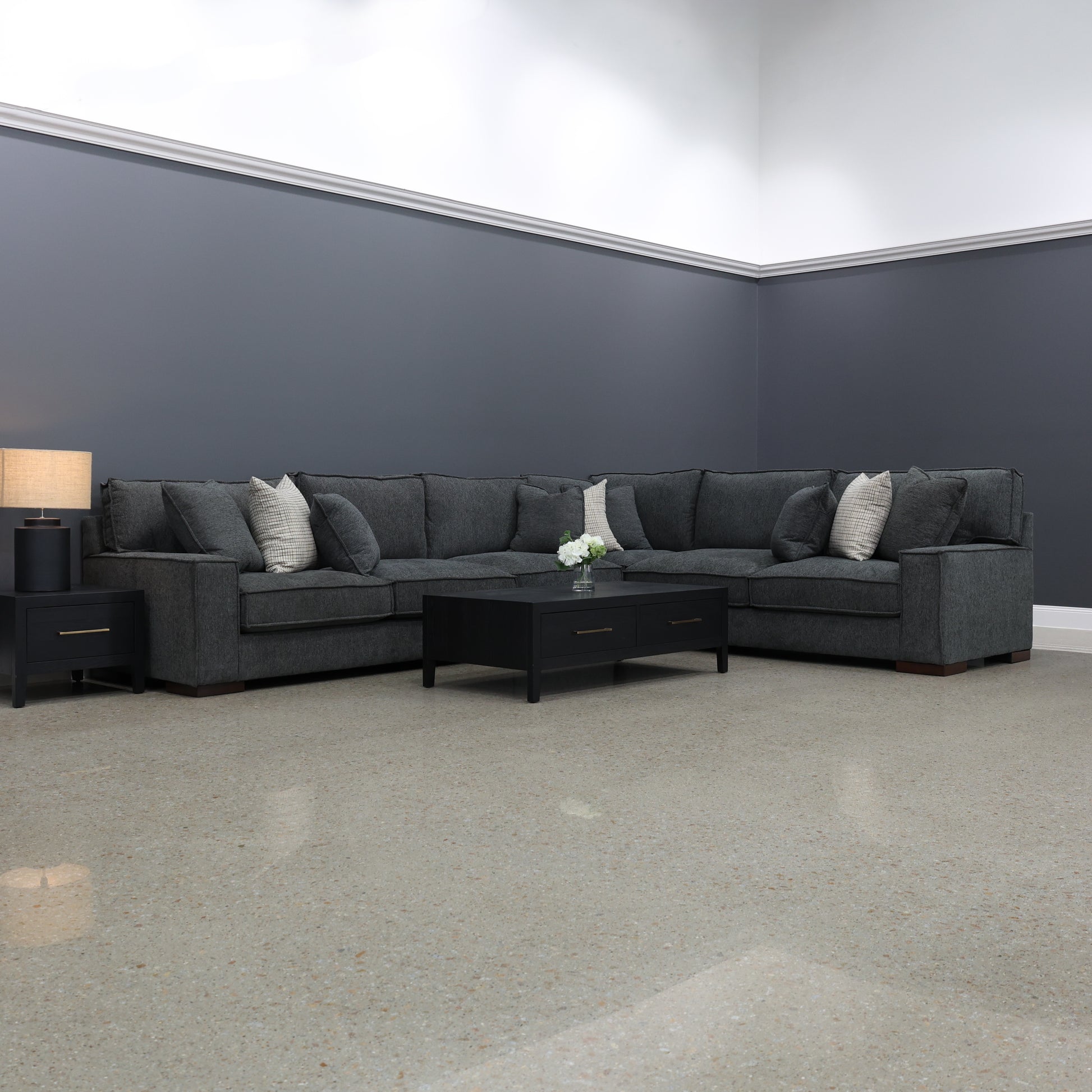Gembrook 4 Piece Corner Lounge - Dark Grey