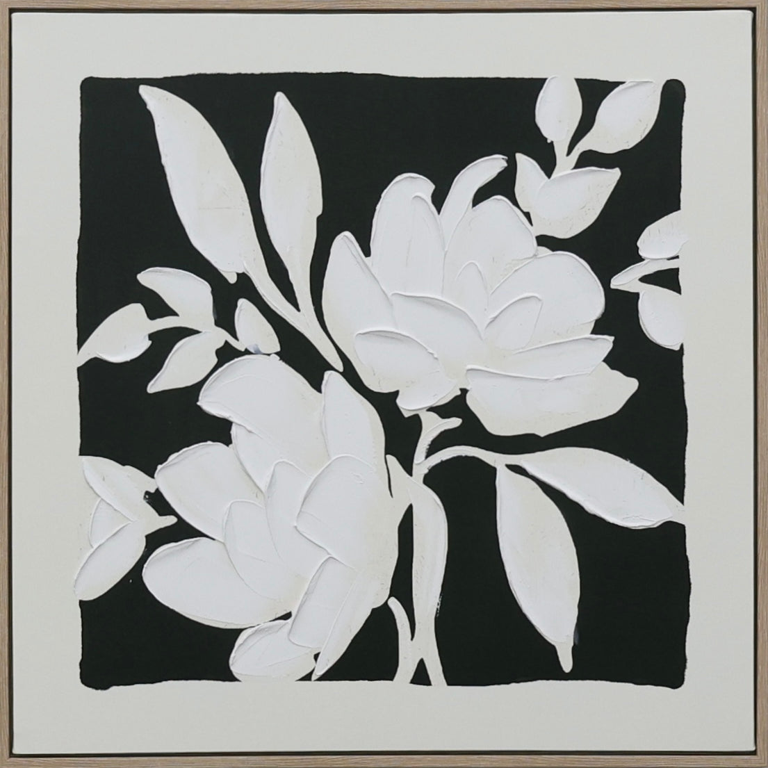 Black and White Blooms B Canvas