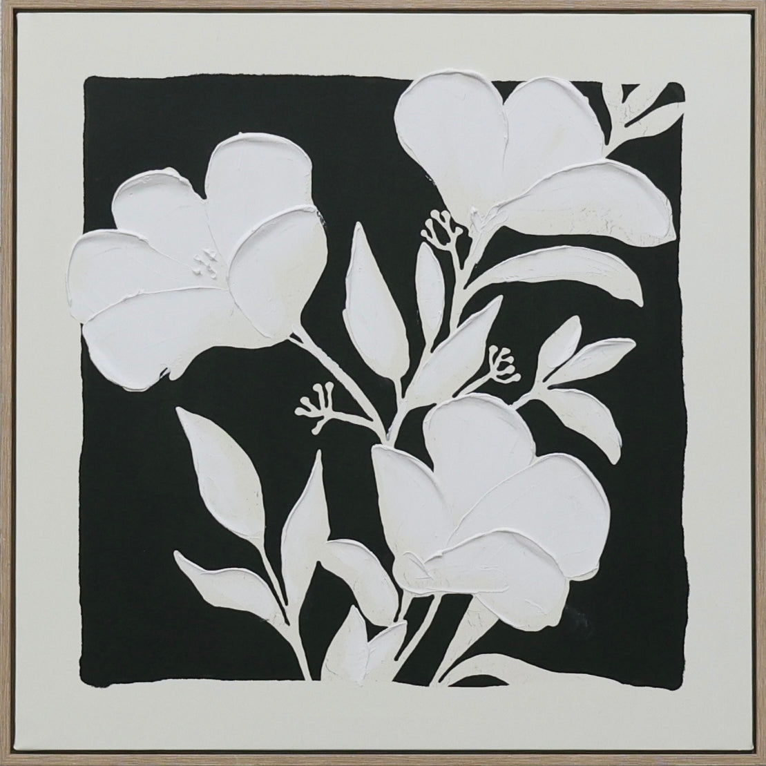 Black and White Blooms A Canvas