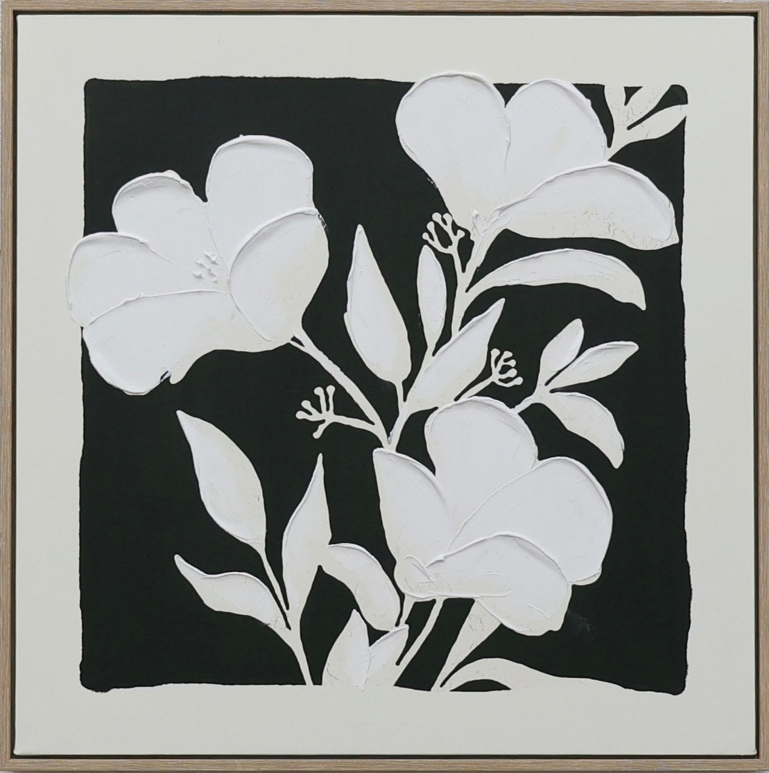 Black and White Blooms A Canvas