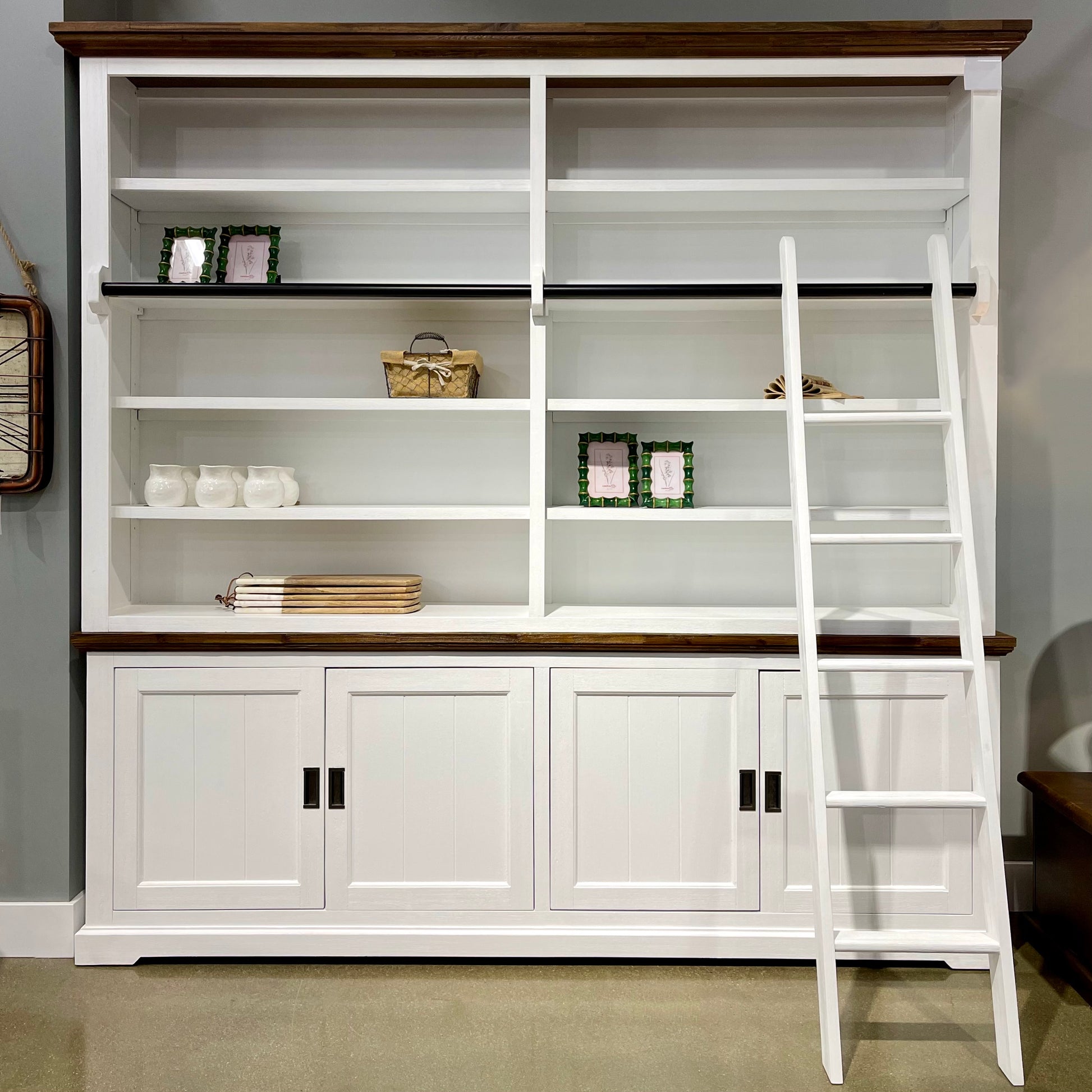 Provedore Two Tone Library w/ Decorative Ladder