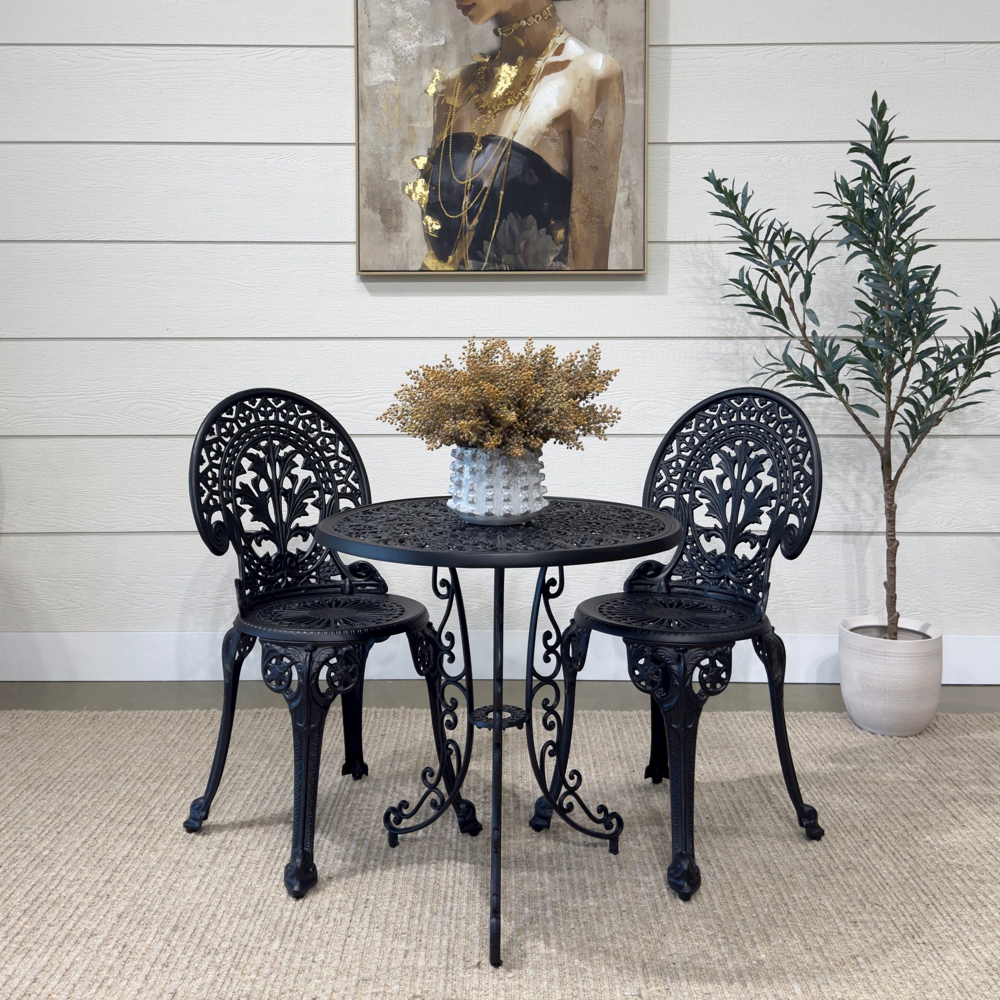 Crown Bistro Chair & Table Set - Black