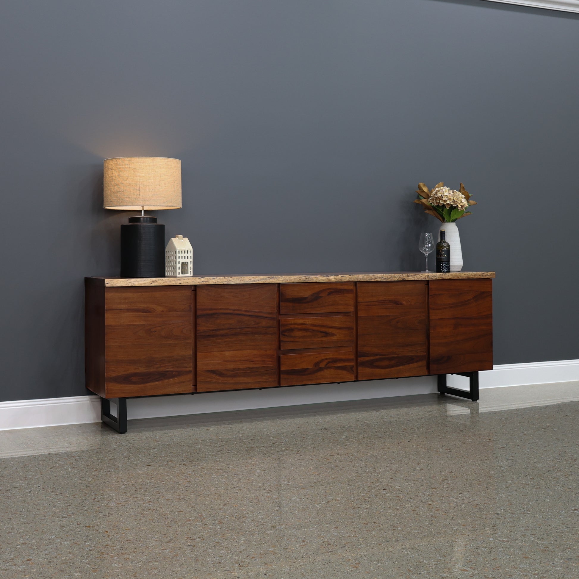 Dark Valley Buffet w/ 3 Drawers & 4 Doors