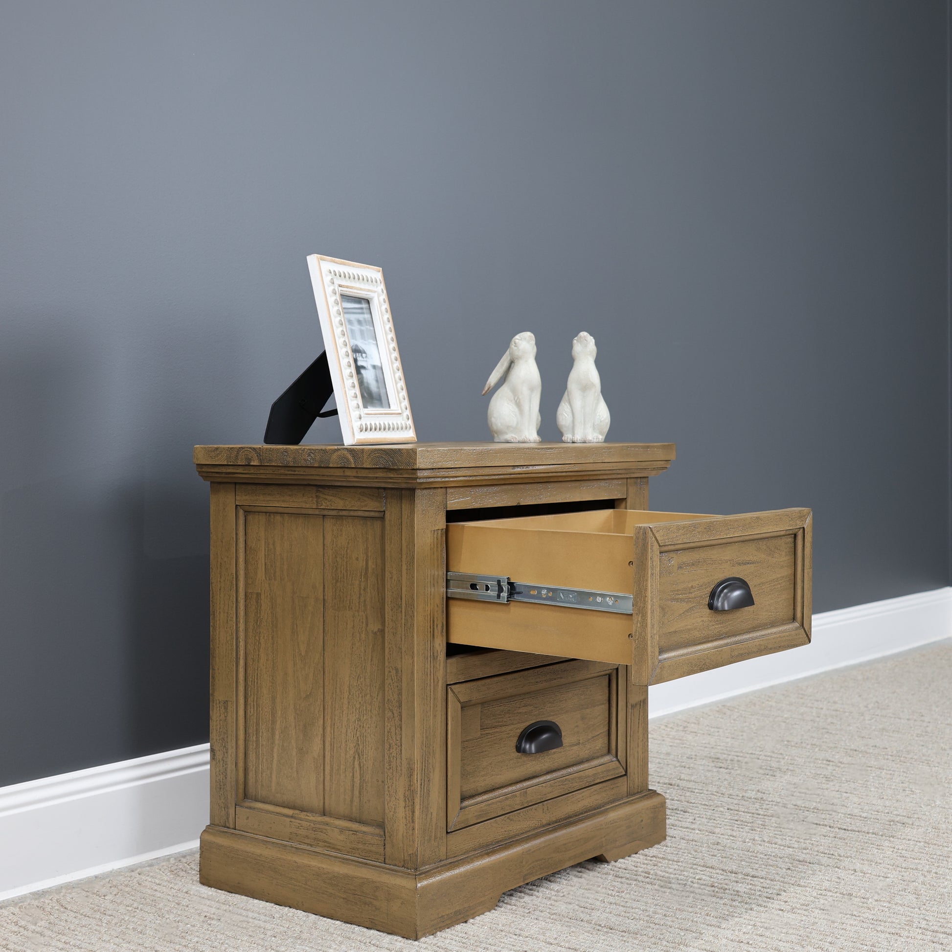 Macedon Bedside Table w/ 2 Drawers