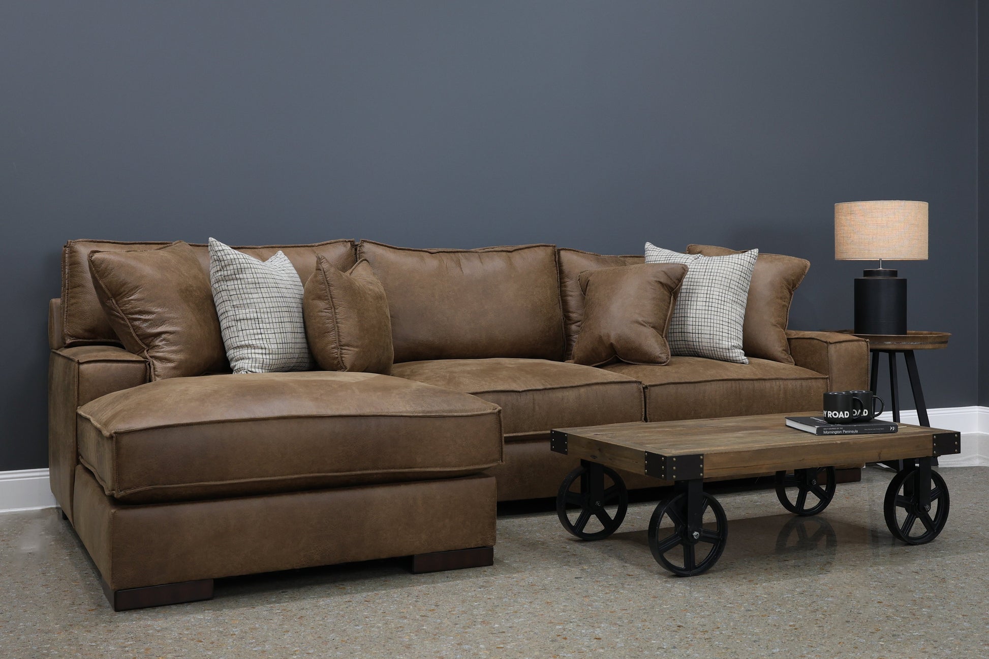 Gembrook LHF Sofa Chaise - Tan Leather Air