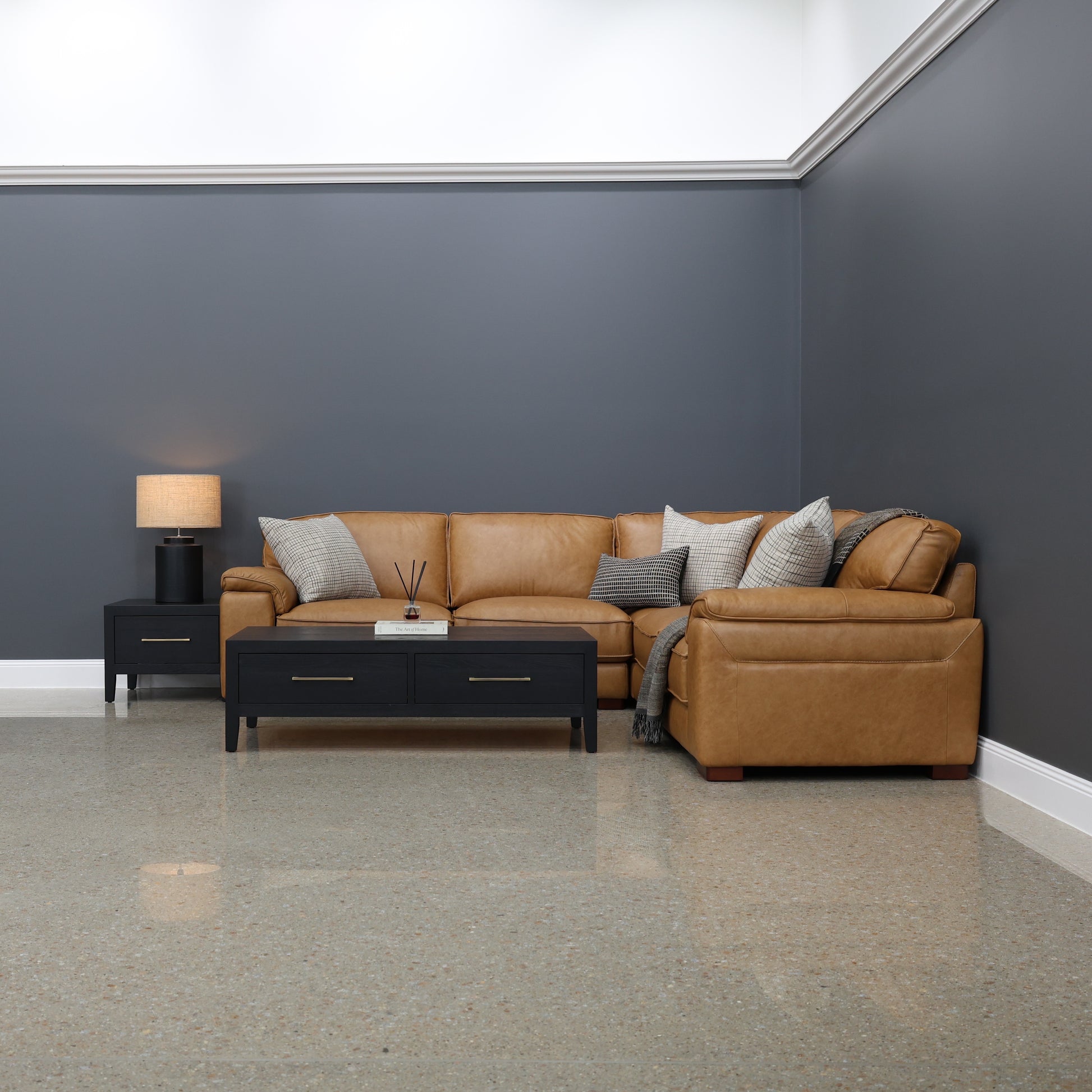 Rostrevor Corner Lounge - Tan Leather