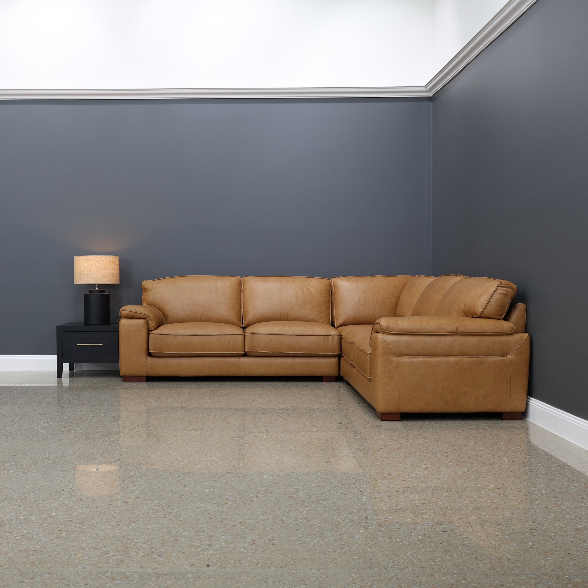 Rostrevor Corner Lounge - Tan Leather
