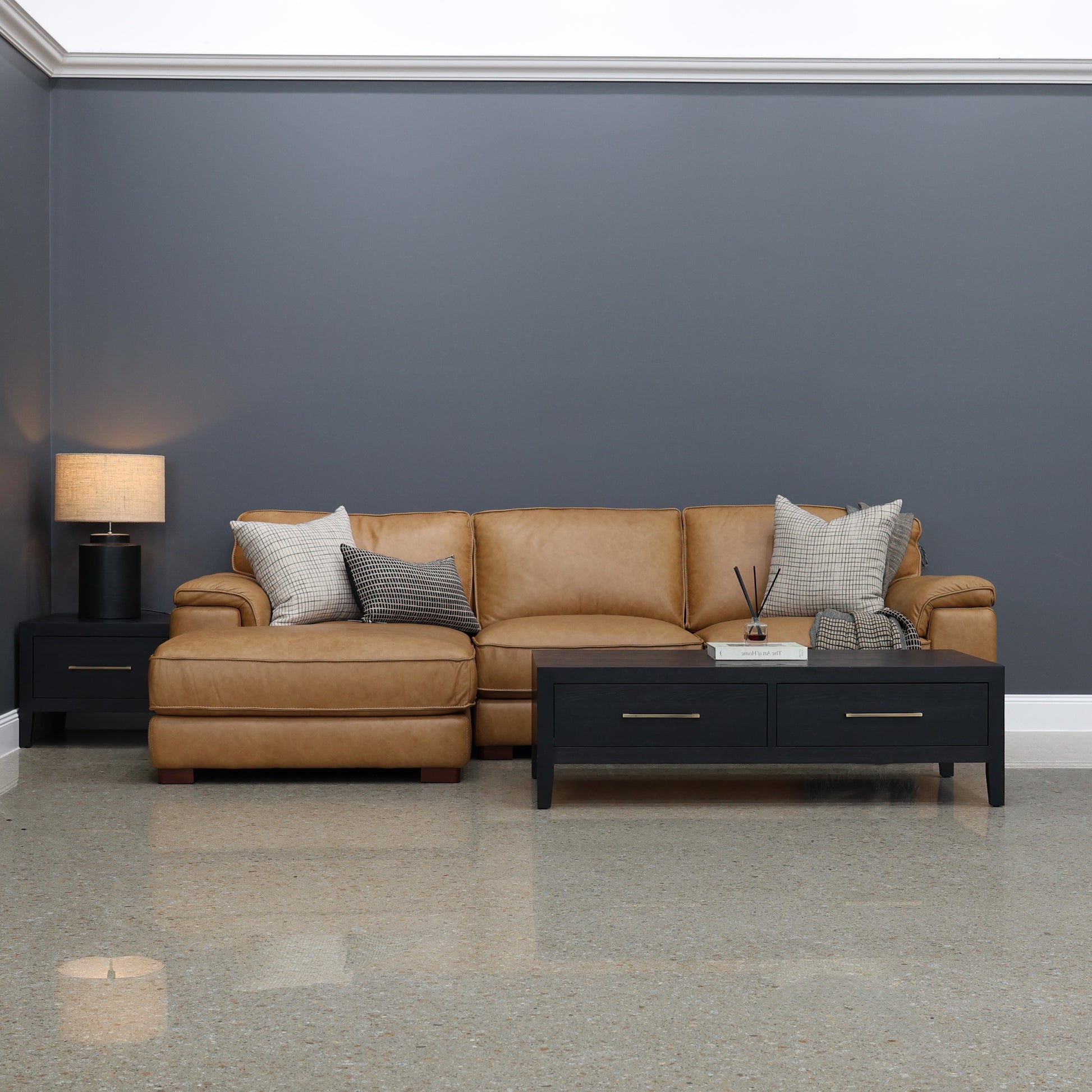 Rostrevor Sofa Chaise - Tan Leather