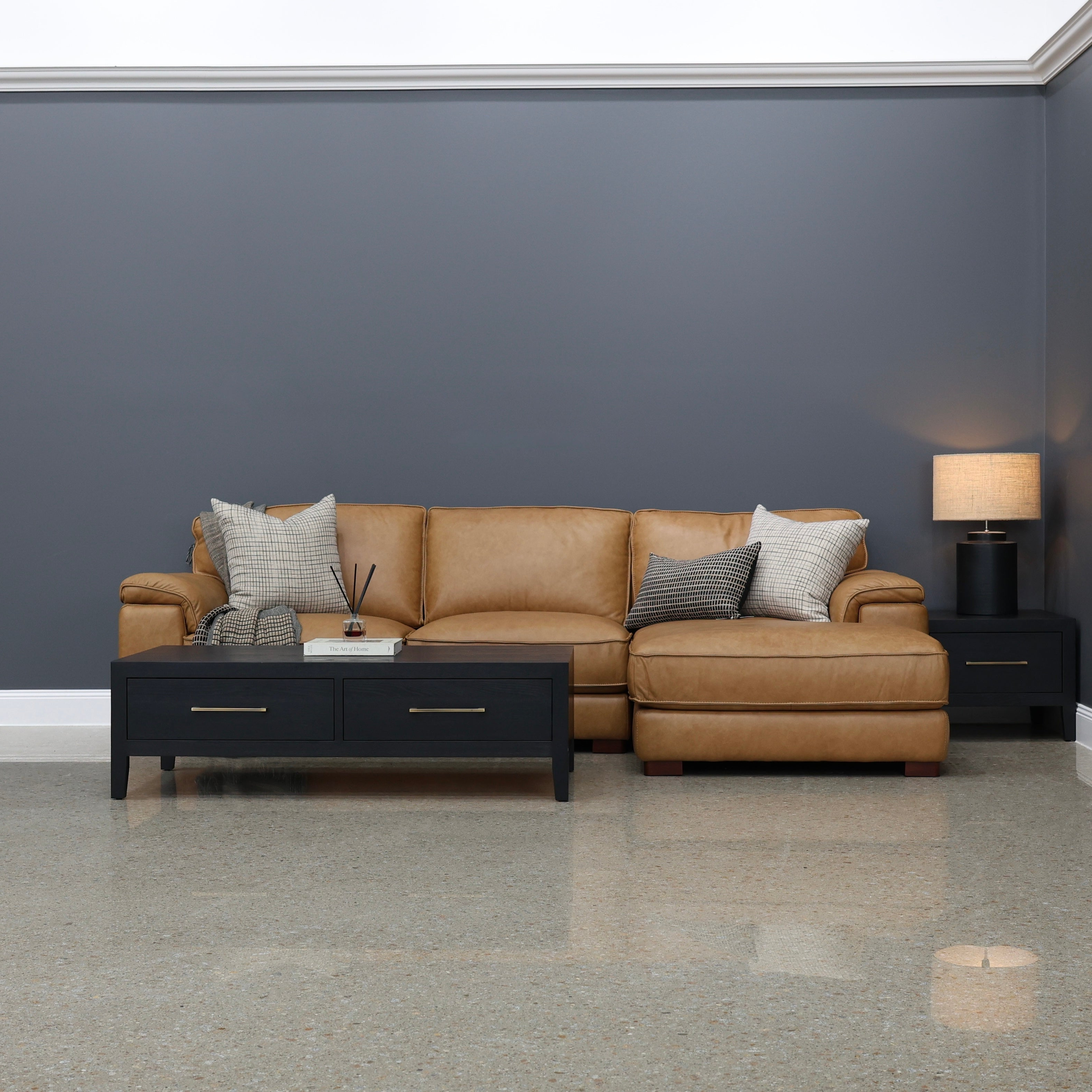 Rostrevor Sofa Chaise - Tan Leather