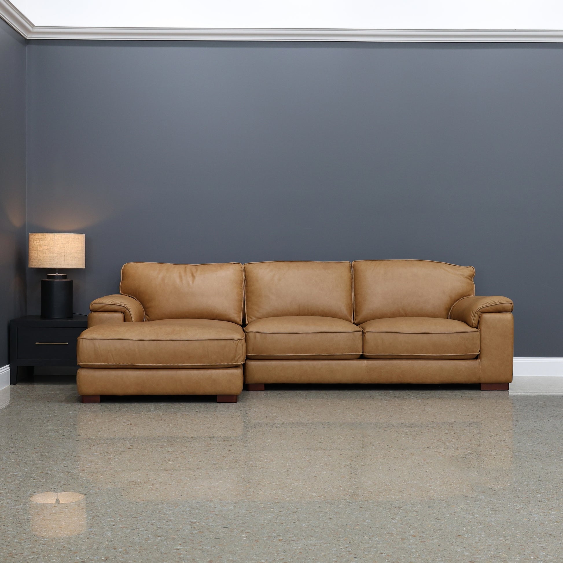 Rostrevor Sofa Chaise - Tan Leather