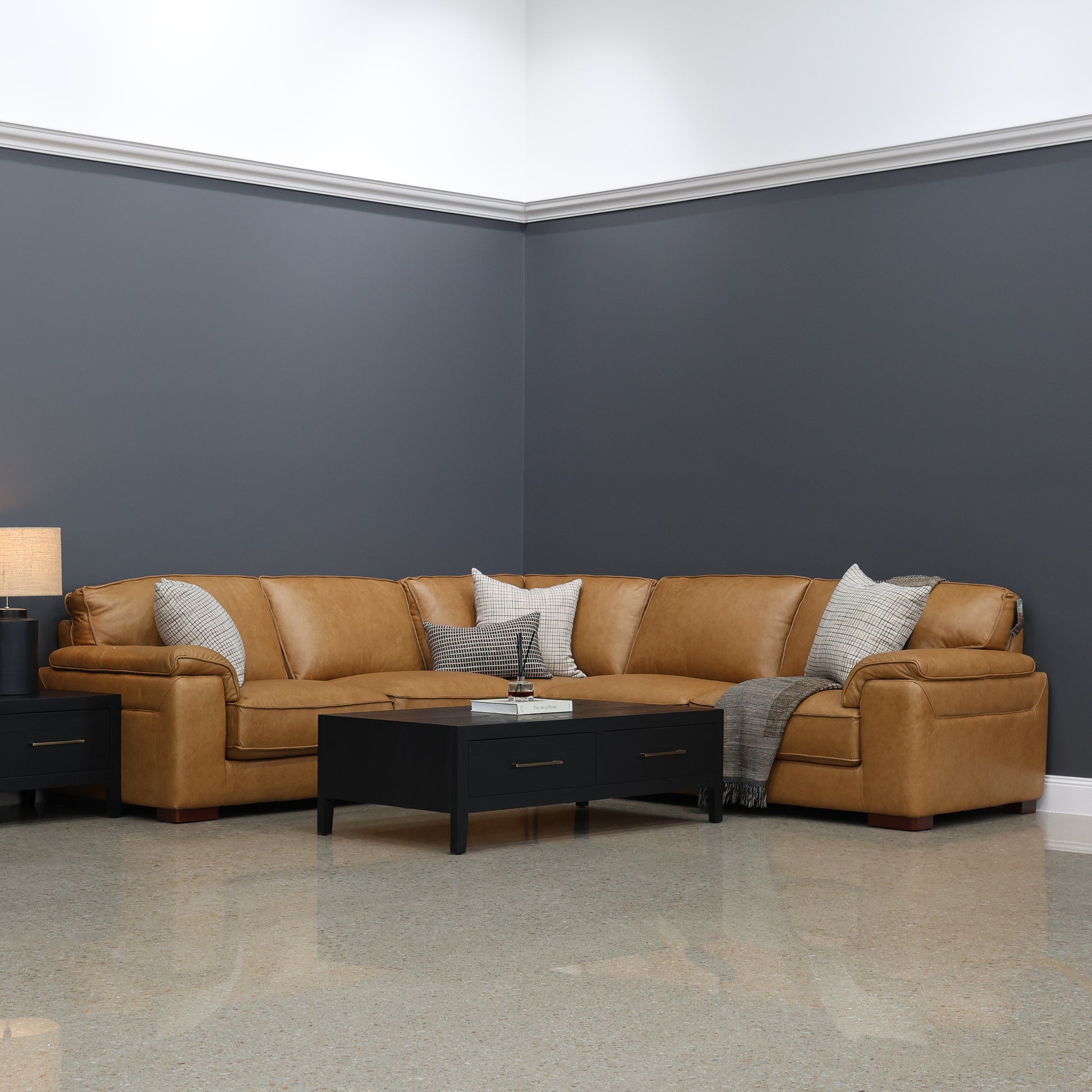 Rostrevor Corner Lounge - Tan Leather